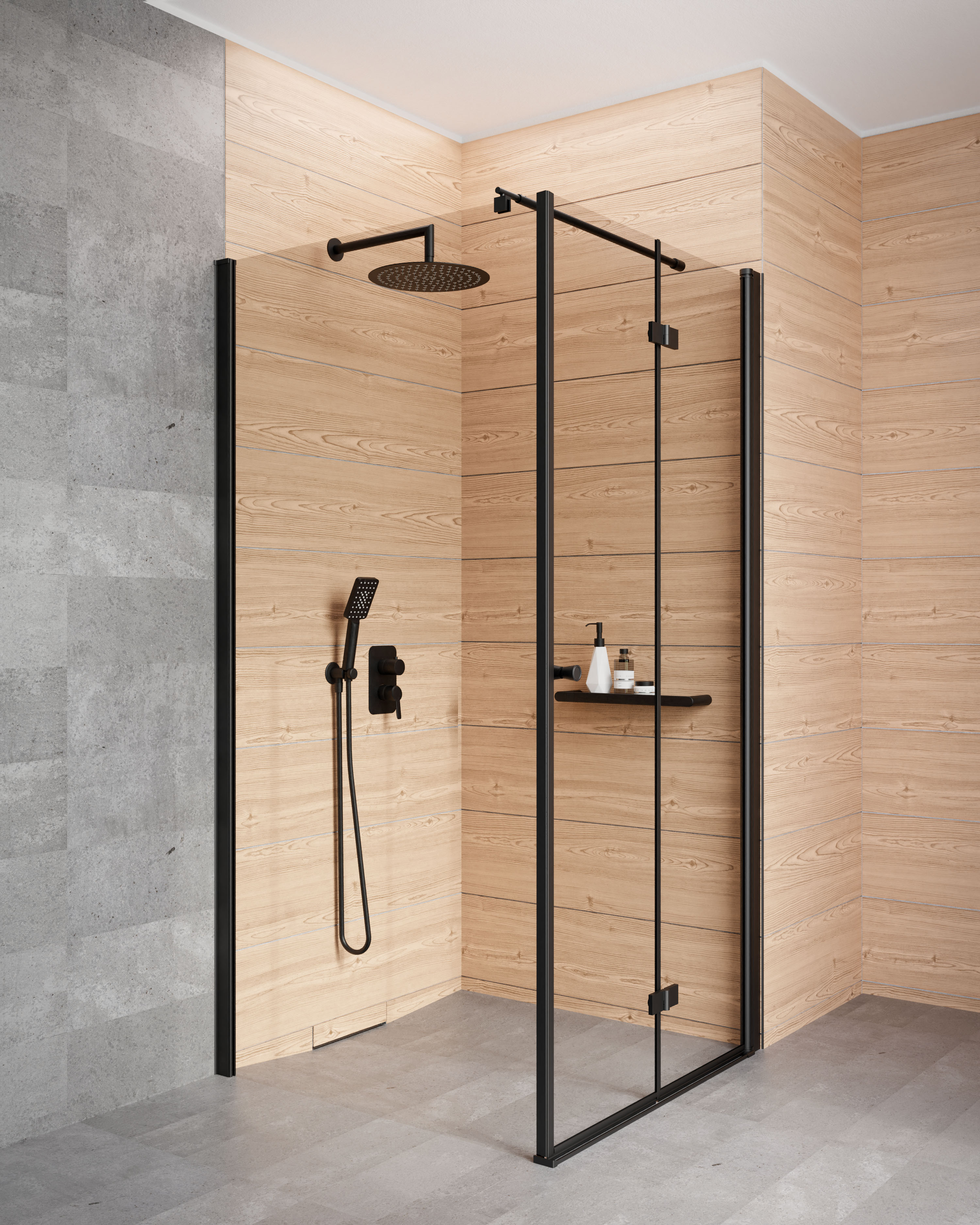 Zestaw Deante Kerria Plus kabina prysznicowa 80x100 cm prostokątna czarny/szkło przezroczyste (KTSXN42P, KTSN30P) - Wysyłka w 24h