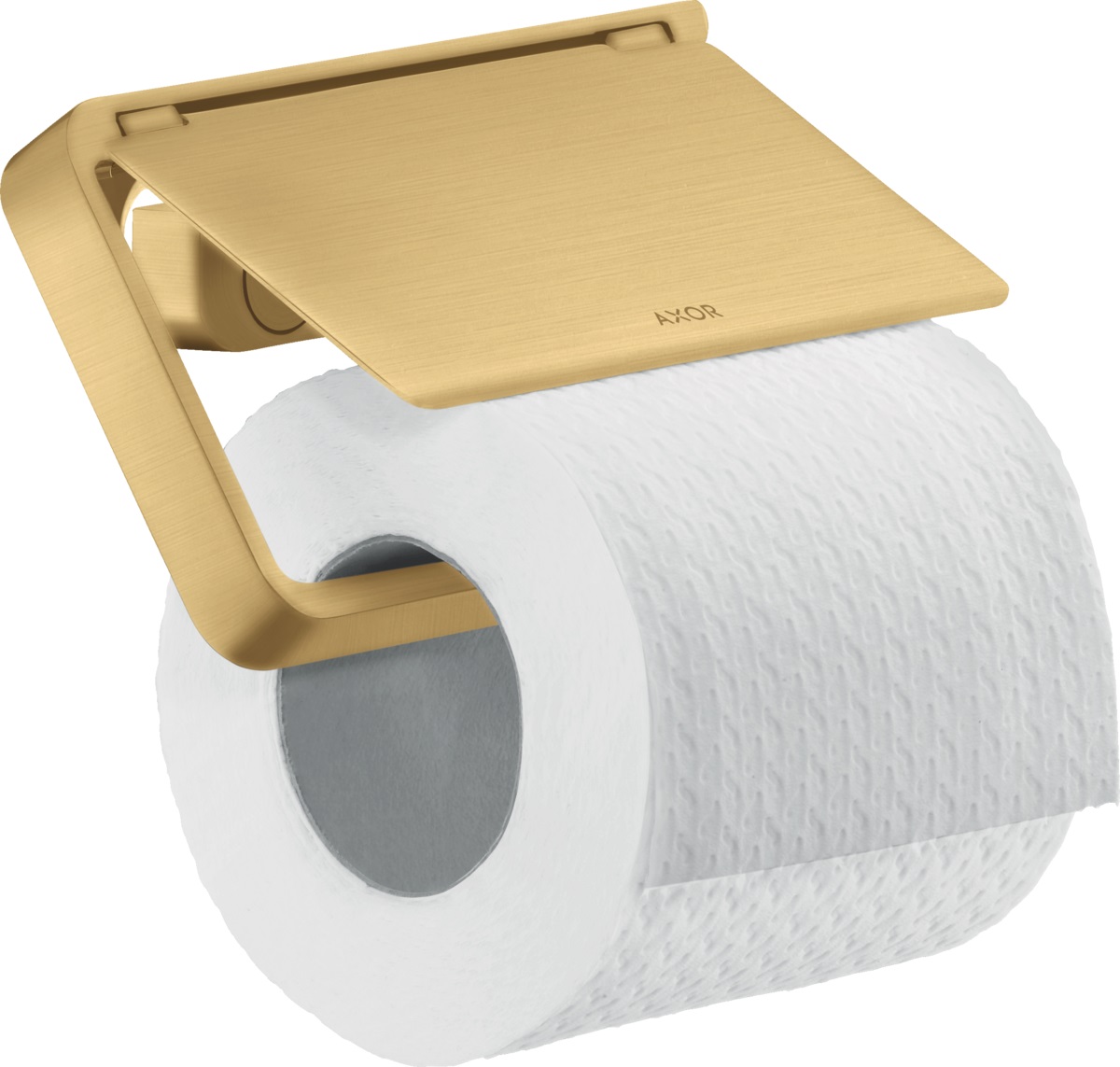 Axor Universal Softsquare uchwyt na papier toaletowy z pokrywą złoty optyczny szczotkowany 42836250