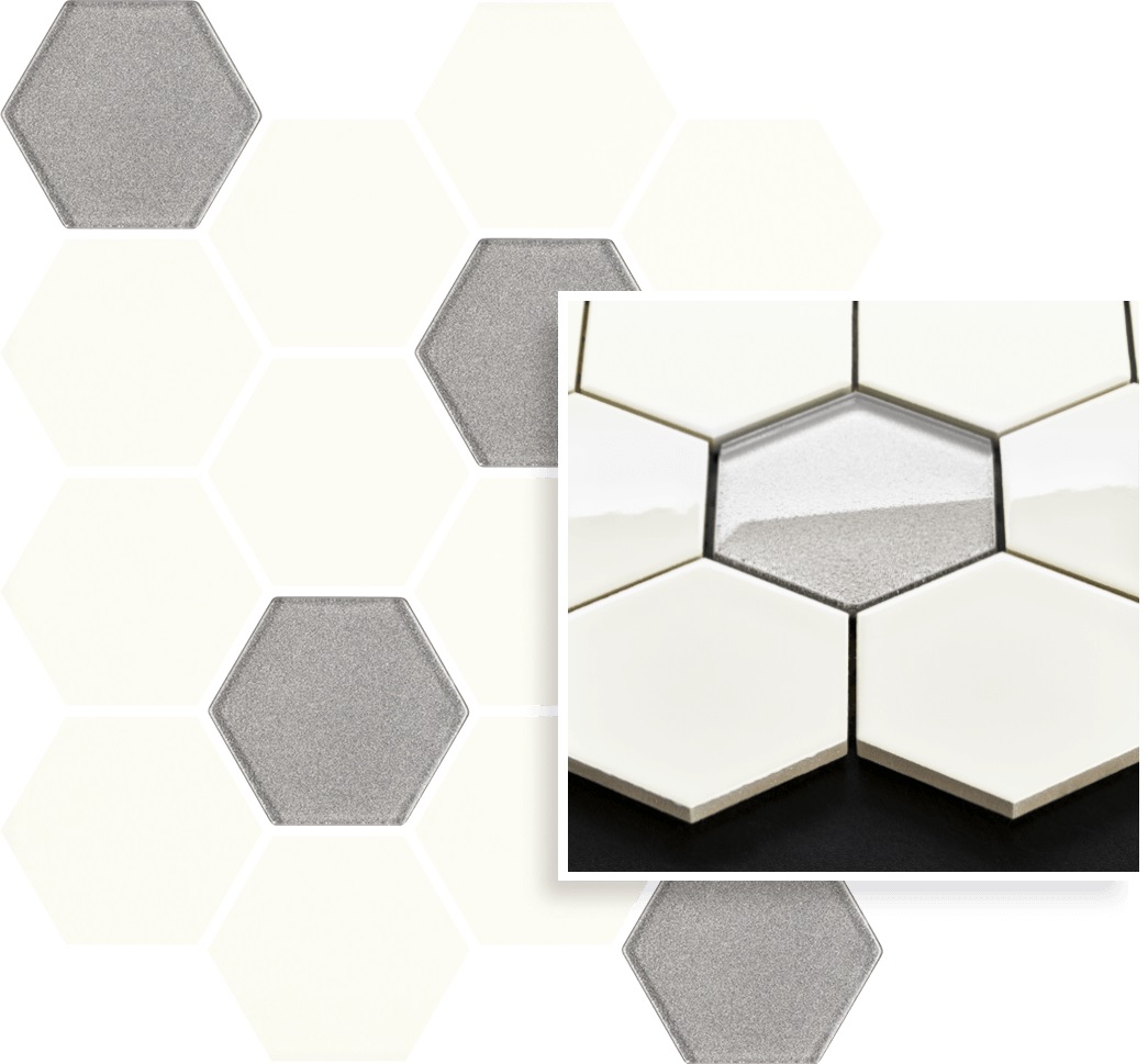Paradyż mozaika ścienna 22x25,5 cm uniwersalna prasowana hexagon mix biały/szary
