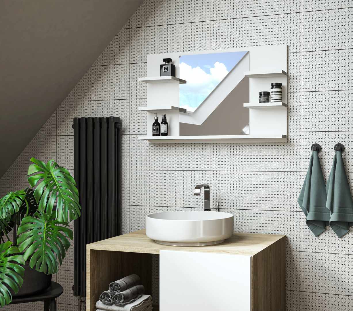 Domtech Basic lustro 80x50 cm prostokątne biały 4O-N54V-XEHK - Wysyłka w 24h