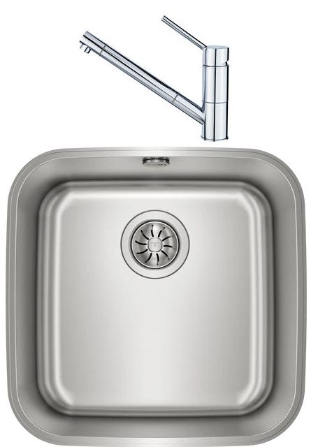 Zestaw Teka Be 400/400 Plus zlewozmywak 43,3x43,3 cm z baterią Teka AUK 978 stal/chrom (10125152, 509780200)