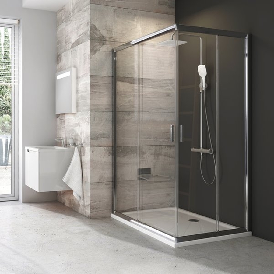 Ravak Blix BLRV2K-120 drzwi prysznicowe 120 cm przesuwne częściowe 1/2 polerowane aluminium/szkło przezroczyste 1XVG0C00Z1