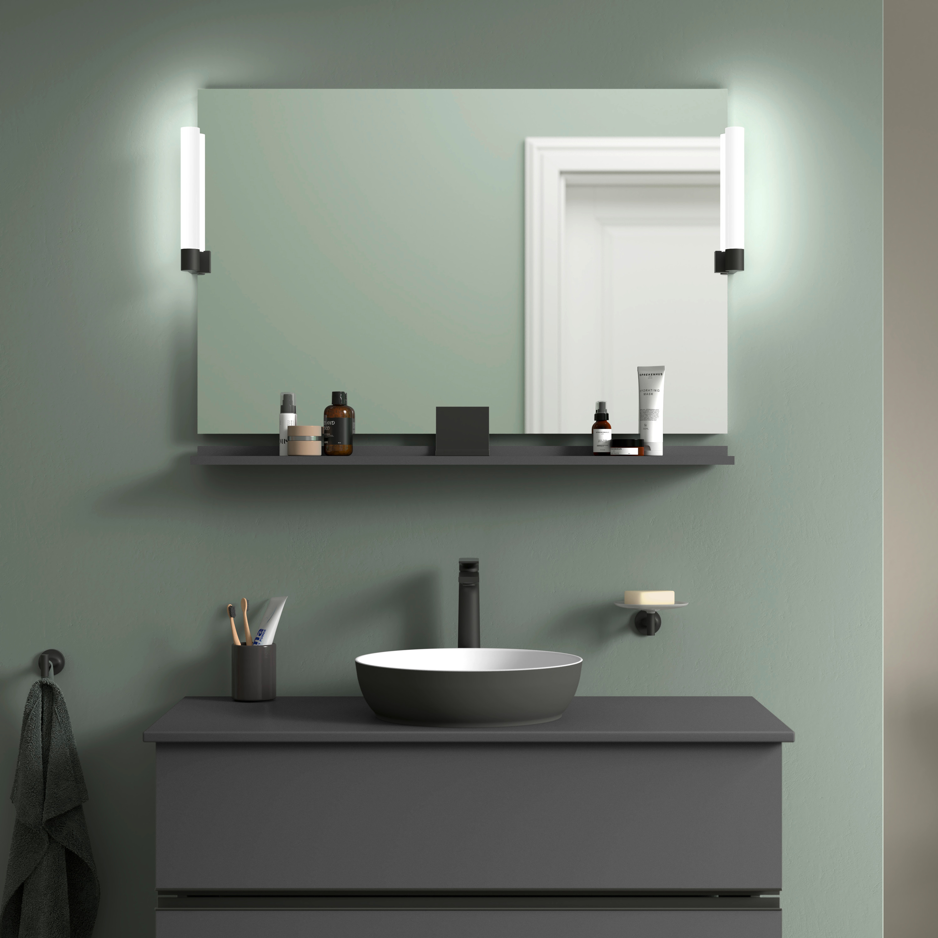 Duravit Sivida lustro 105x65 cm prostokątne z oświetleniem czarny-grafit SV74230BD490000