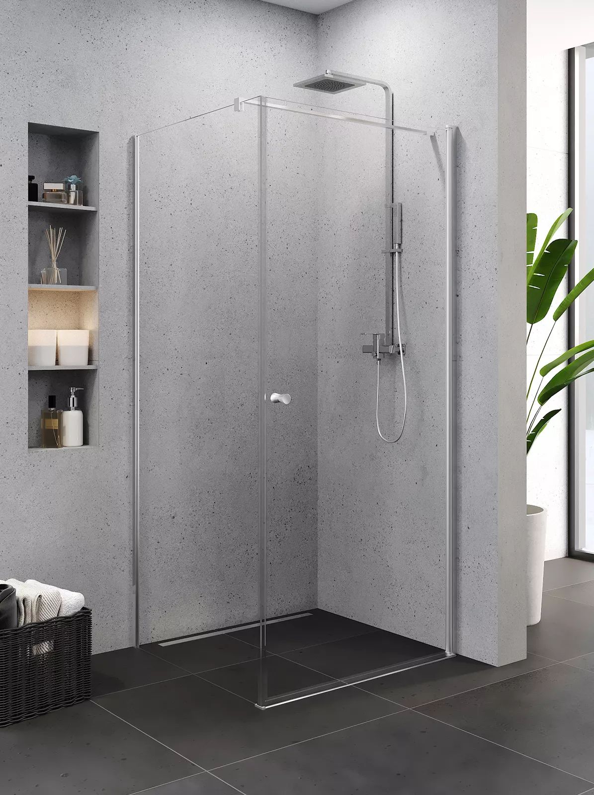 New Trendy Superia kabina prysznicowa 80x90 cm prostokątna chrom/szkło przezroczyste K-0798