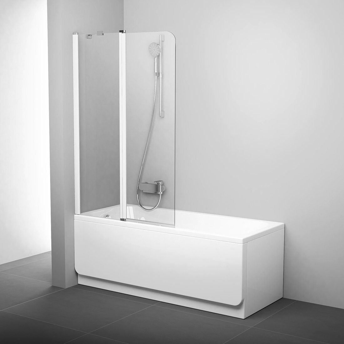 Ravak Chrome CVS2-100 L parawan nawannowy 100 cm 2-częściowy lewy biały/przezroczyste 7QLA0100Z1