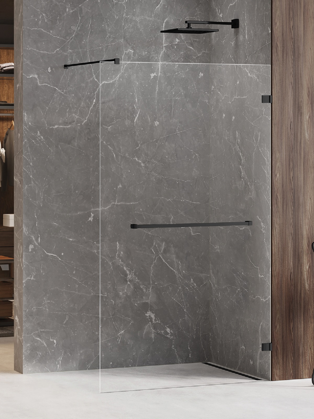 New Trendy Avexa Black ścianka prysznicowa walk-in 130 cm czarny mat/szkło przezroczyste EXK-2673
