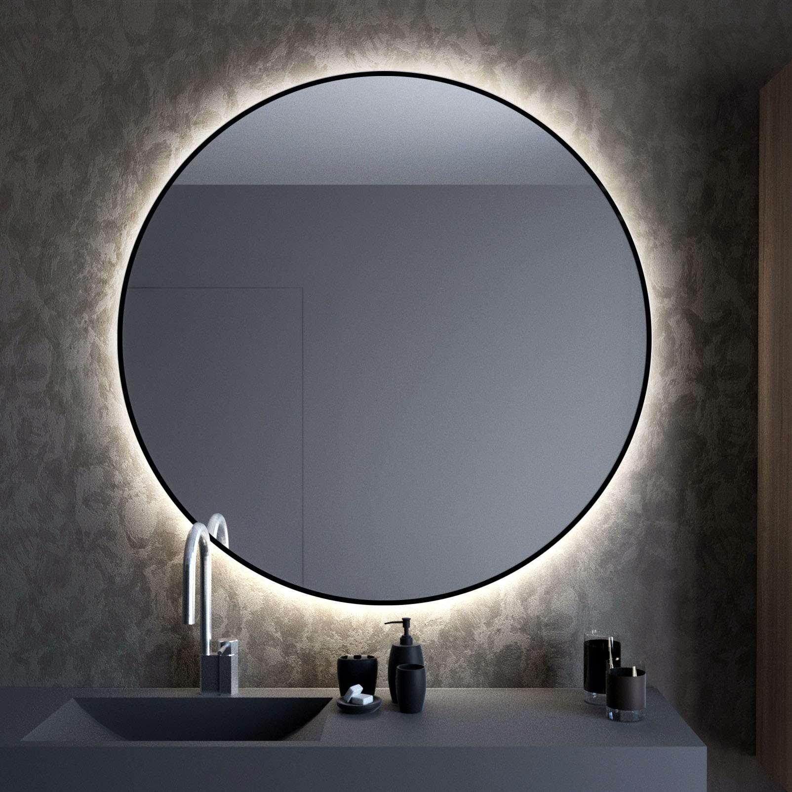 Baltica Design Bright lustro 80 cm okrągłe z oświetleniem LED czarne barwa światła neutralna - Wysyłka w 24h