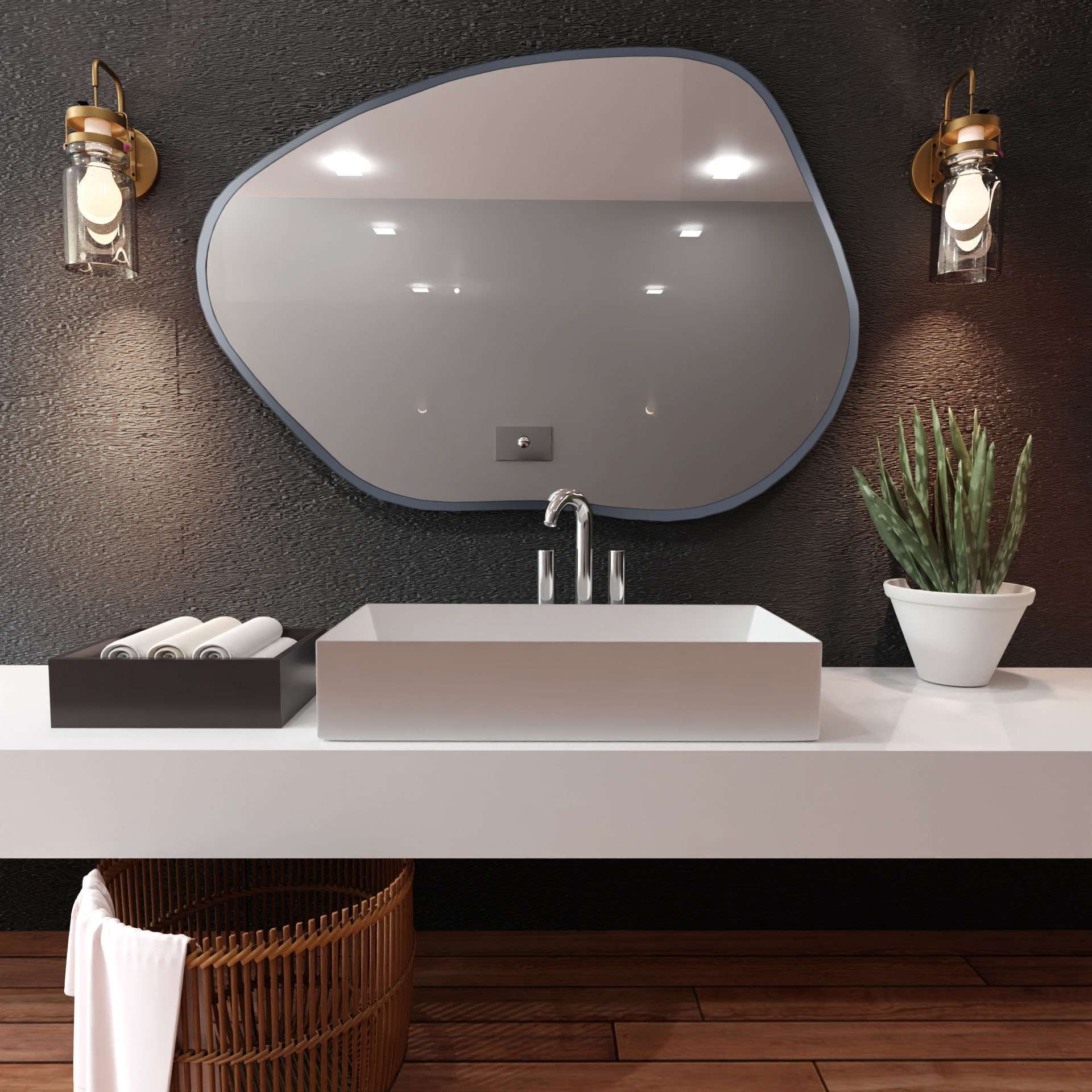 Smartwoods Tiny Borderbright Stain I lustro 80x57 cm z oświetleniem LED srebrne barwa światła ciepła
