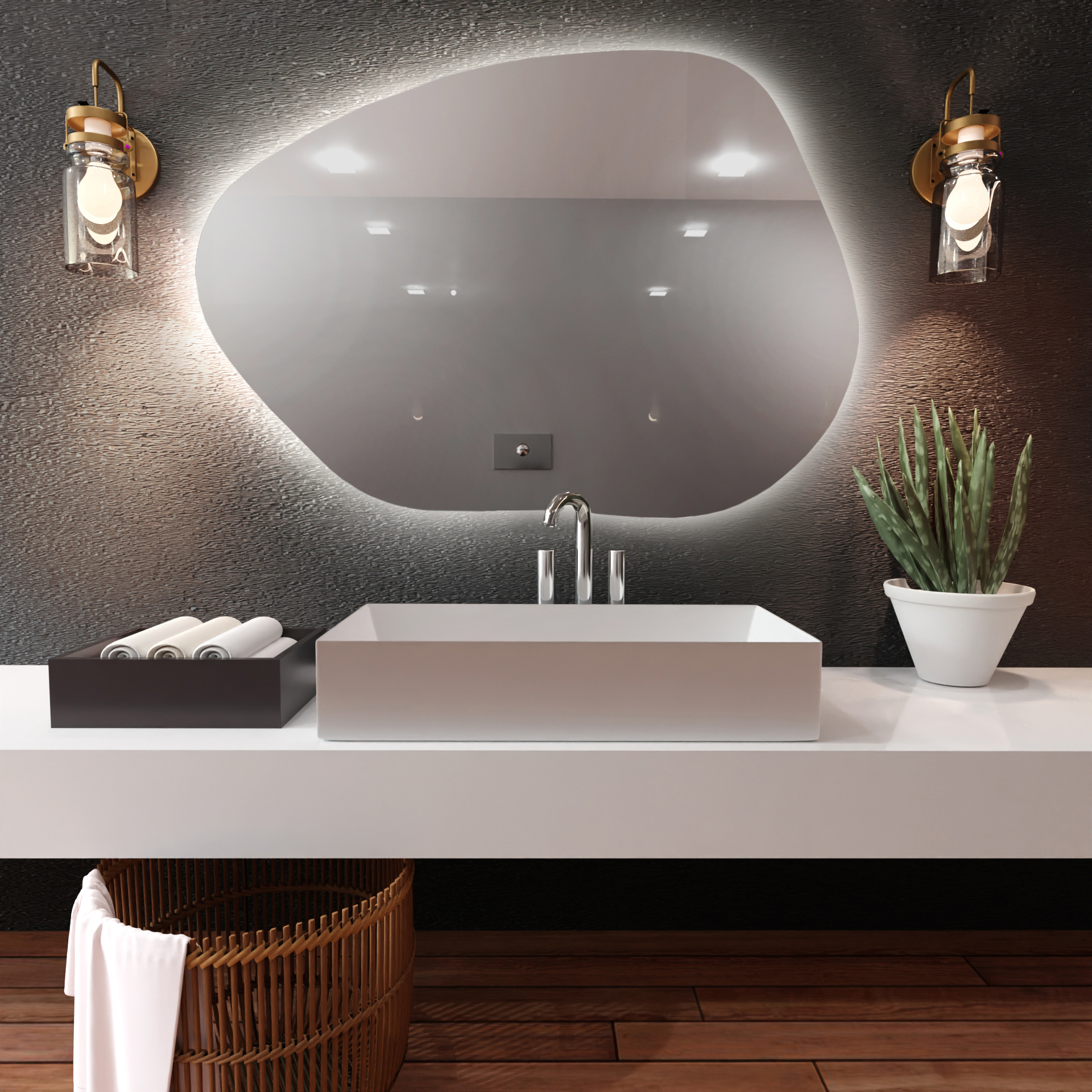 Baltica Design Bright Stain I lustro 60x43 cm z oświetleniem