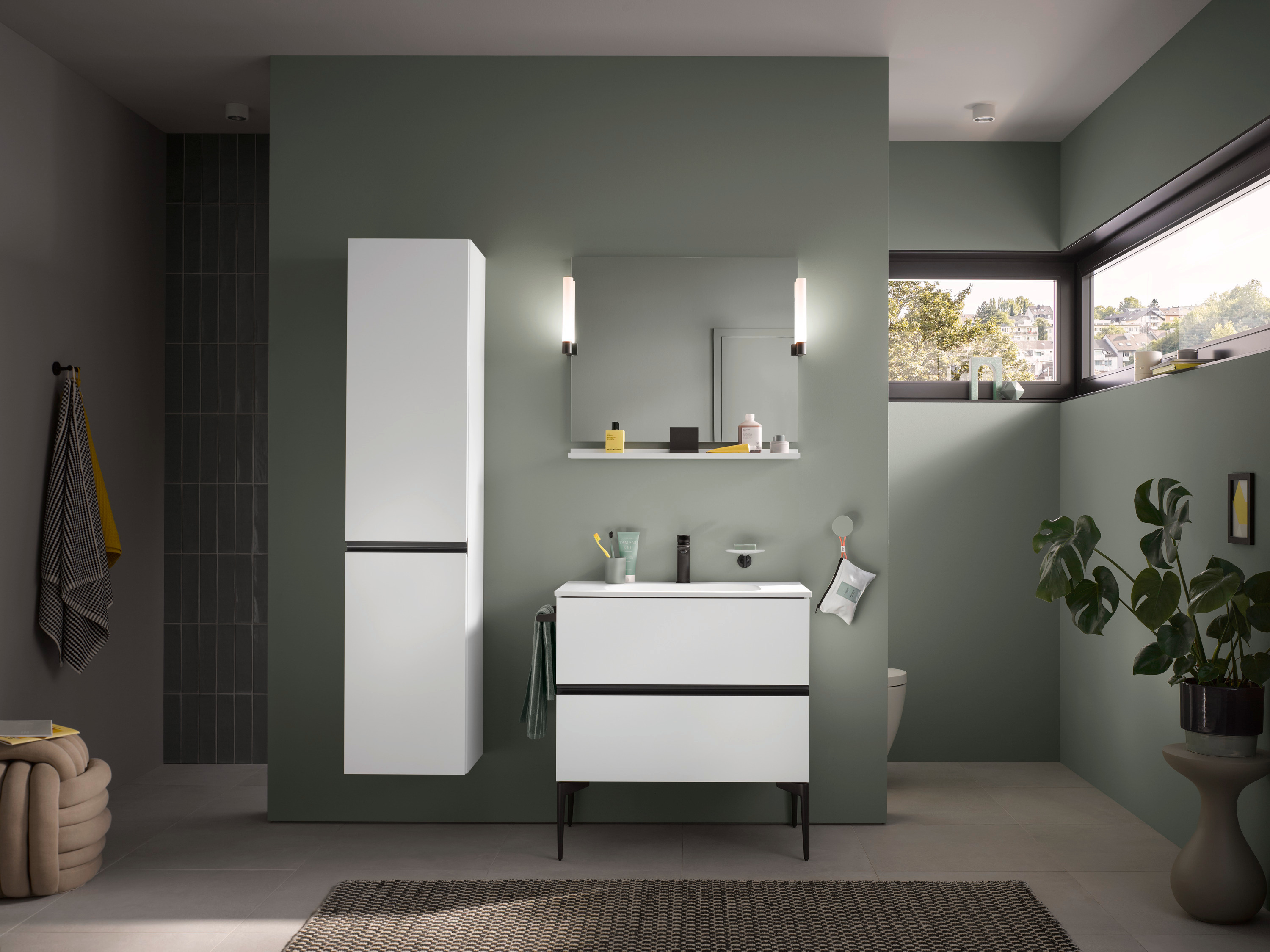Duravit Sivida lustro 85x65 cm prostokątne z oświetleniem czarny-biały SV74220BD180000