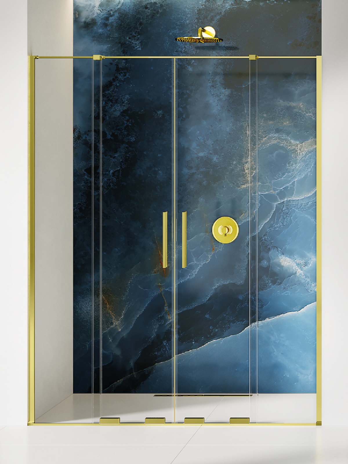 New Trendy Smart Light Gold drzwi prysznicowe 140 cm rozsuwane złoty połysk/szkło przezroczyste EXK-4223