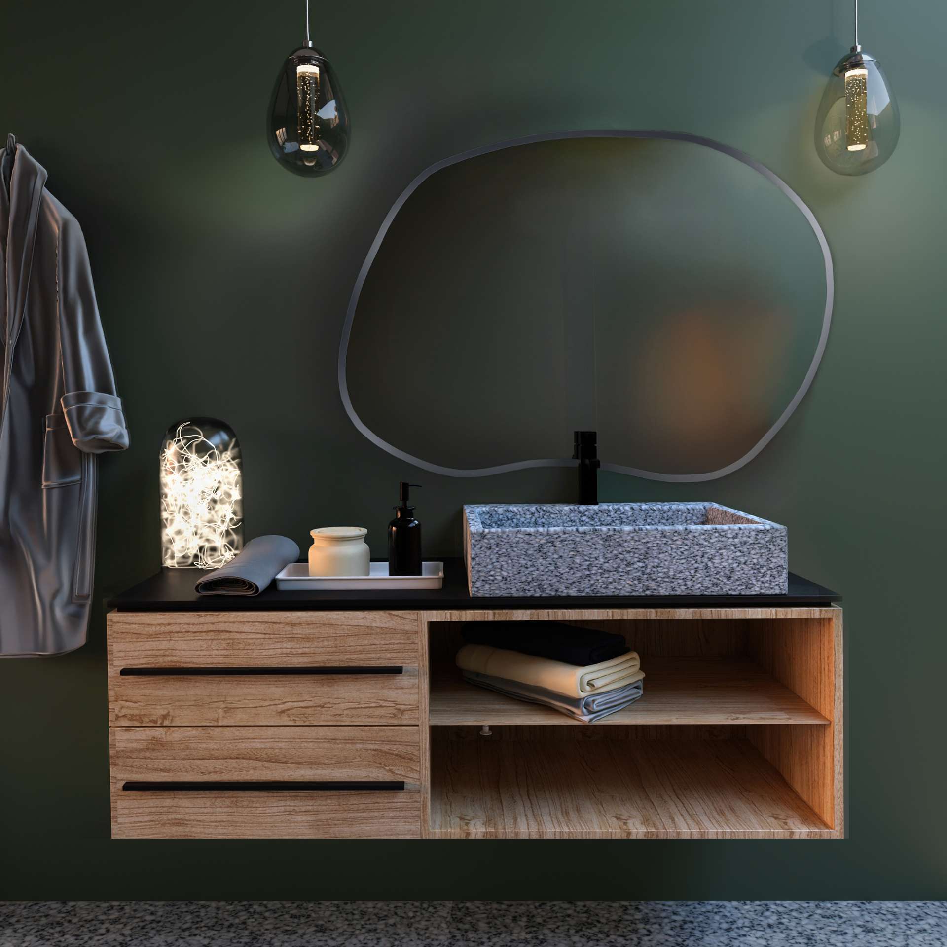 Smartwoods Tiny Borderbright Stain II lustro 70x50 cm z oświetleniem LED srebrne barwa światła ciepła