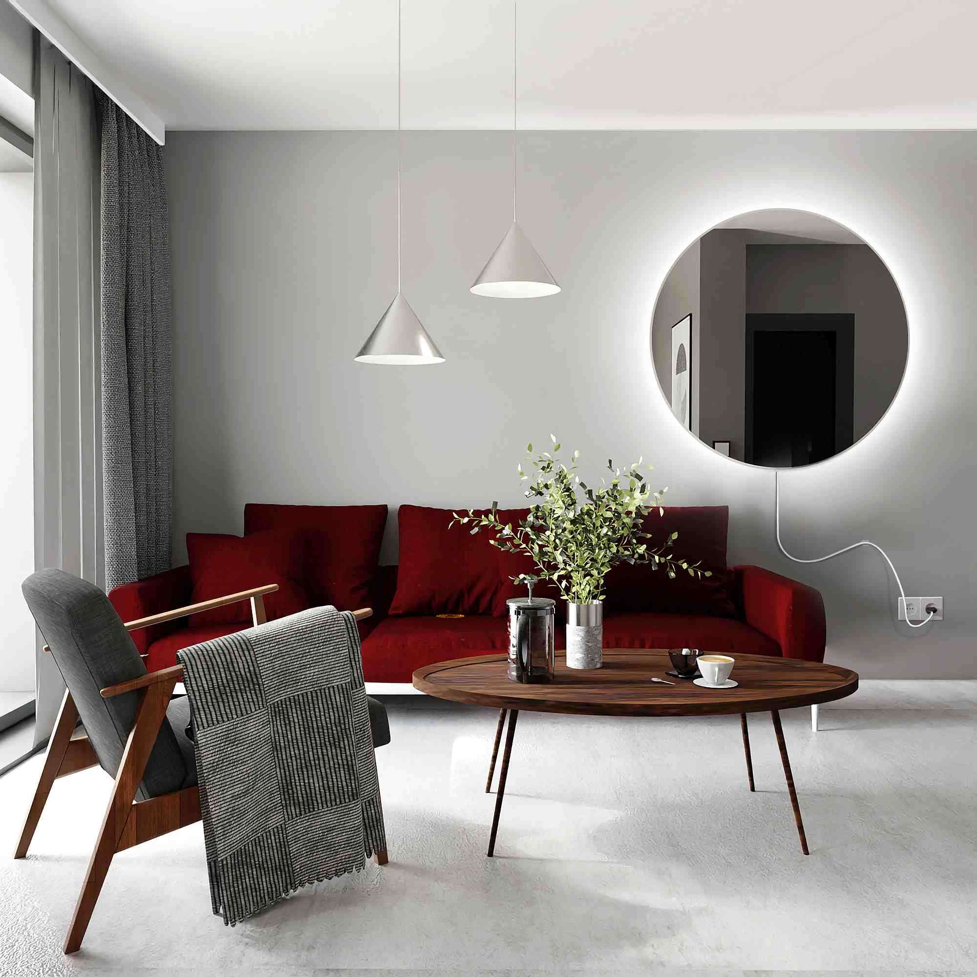 Smartwoods Electra lustro 90 cm okrągłe z oświetleniem LED białe barwa światła zimna