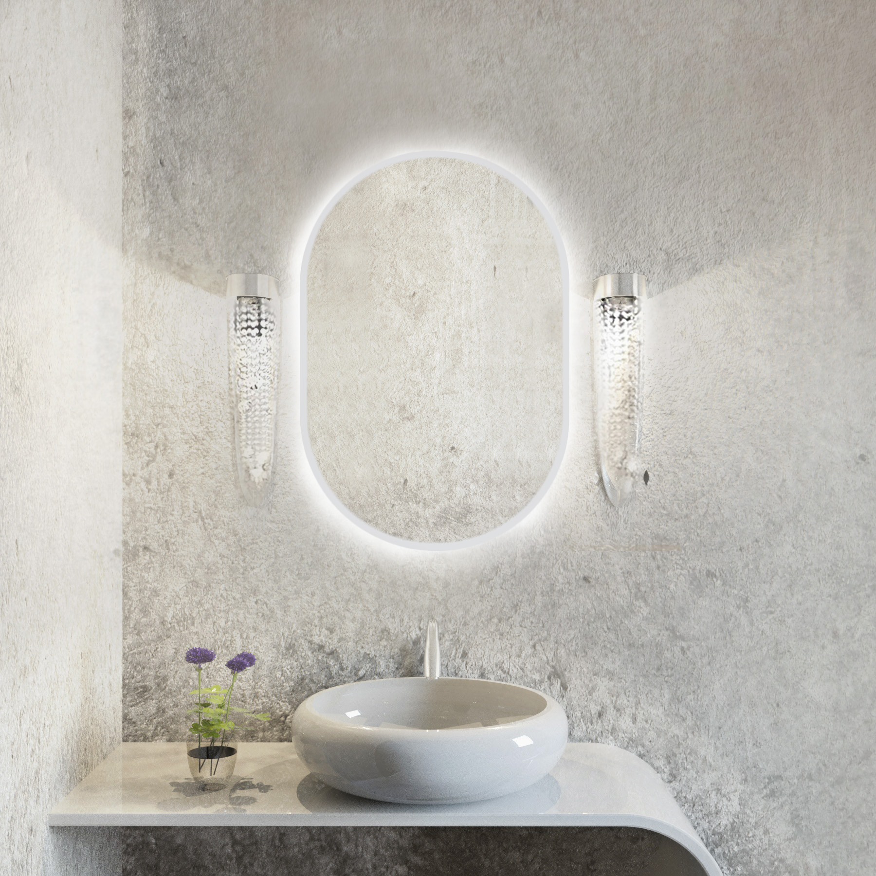 Baltica Design Tiny Border Pastille lustro 95x40 cm z oświetleniem LED białe barwa światła ciepła
