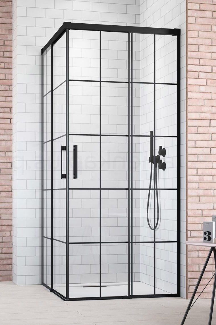 Radaway Idea Black KDD Factory drzwi prysznicowe 90 cm rozsuwane czarny mat/szkło przezroczyste 387060-54-55R