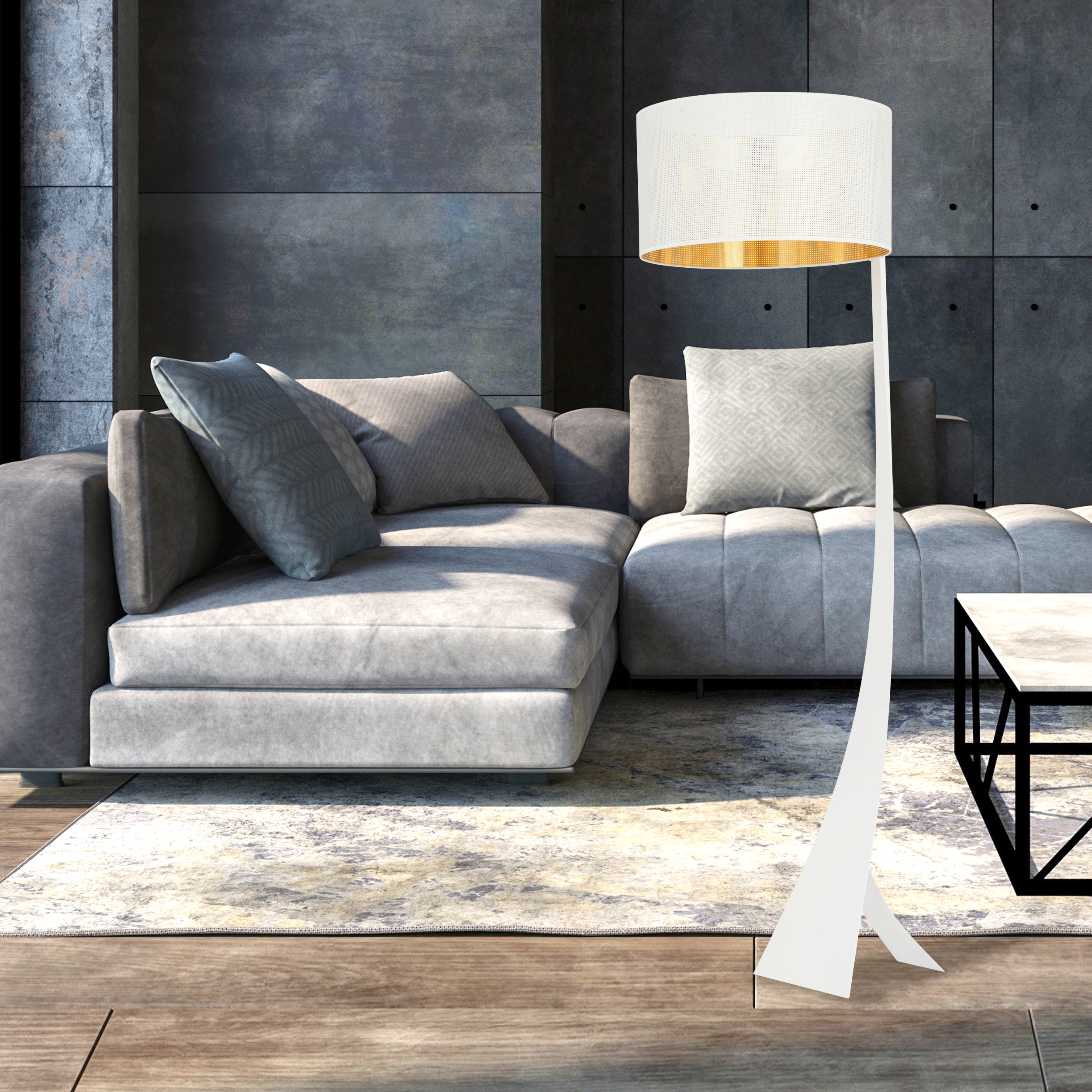 Emibig Estrella lampa stojąca 1x15 W biała-złota 1155/LP1