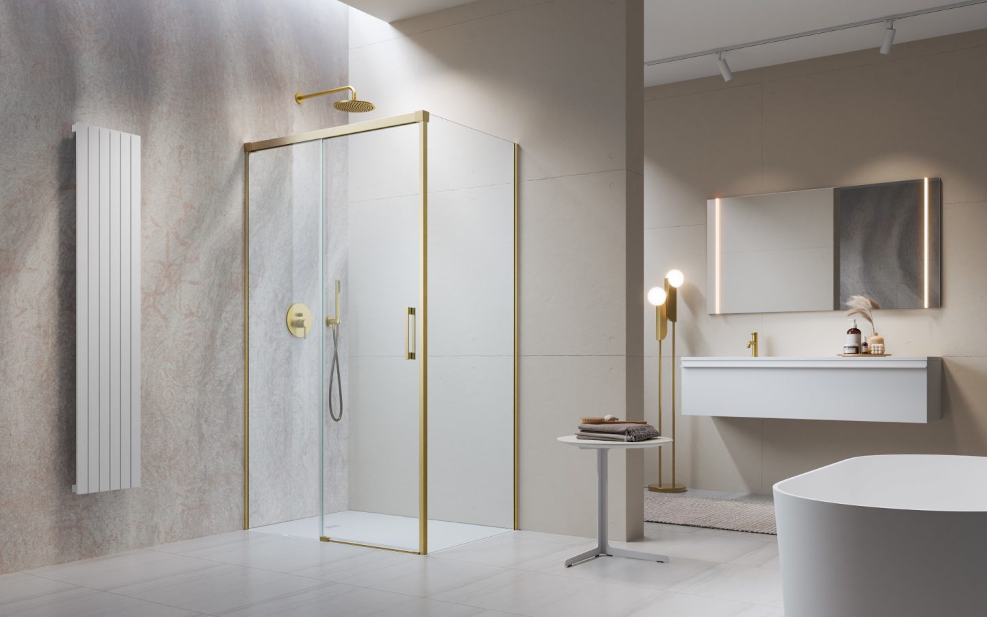 Radaway Idea Brushed Gold KDJ drzwi prysznicowe 100 cm rozsuwane złoty szczotkowany/szkło przezroczyste 387040-99-01L