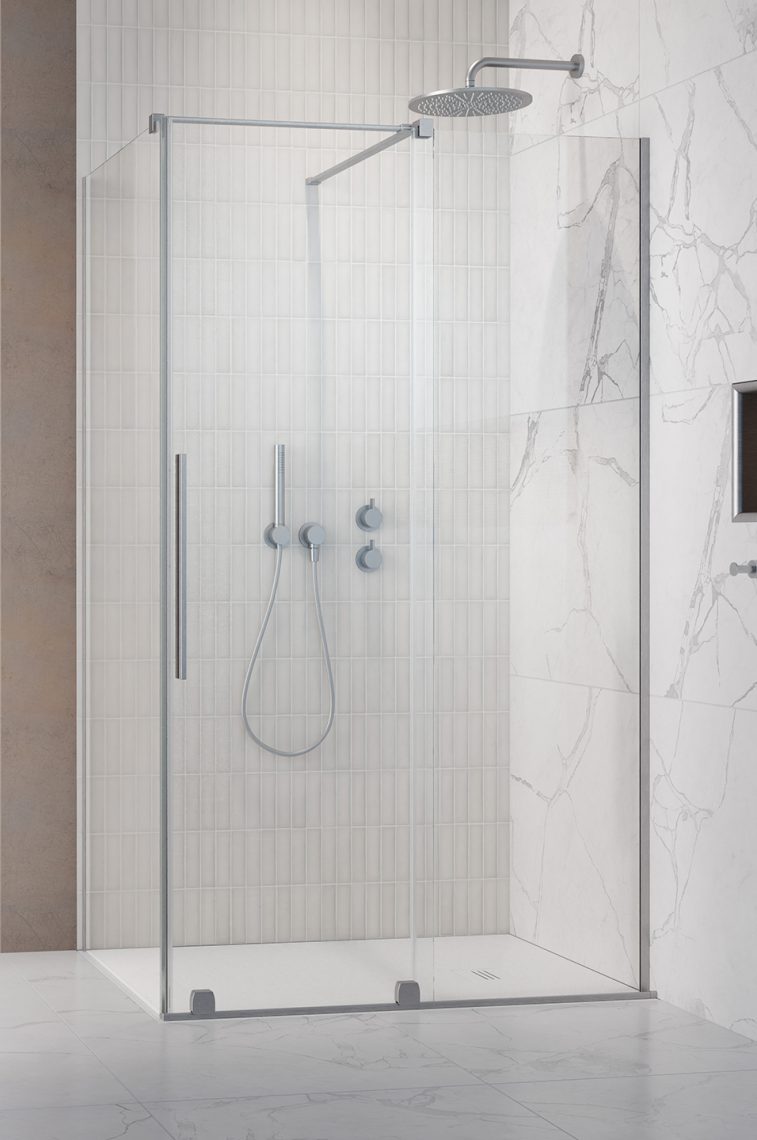 Radaway Furo Brushed Nickel KDJ drzwi prysznicowe 82,2 cm rozsuwane nikiel szczotkowany/szkło przezroczyste 10104822-91-01L
