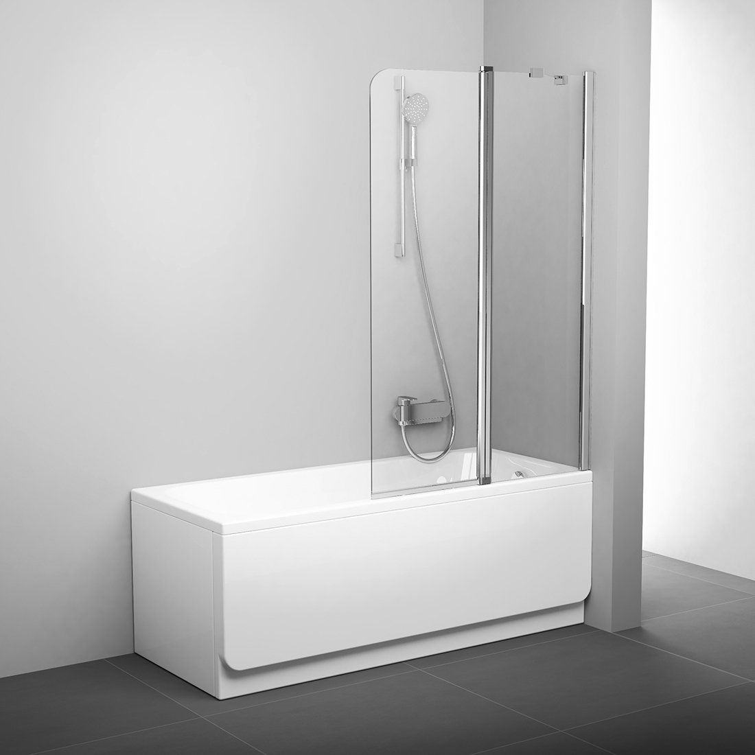 Ravak Chrome CVS2-100 R parawan nawannowy 100 cm 2-częściowy prawy polerowane aluminium/przezroczyste 7QRA0C00Z1