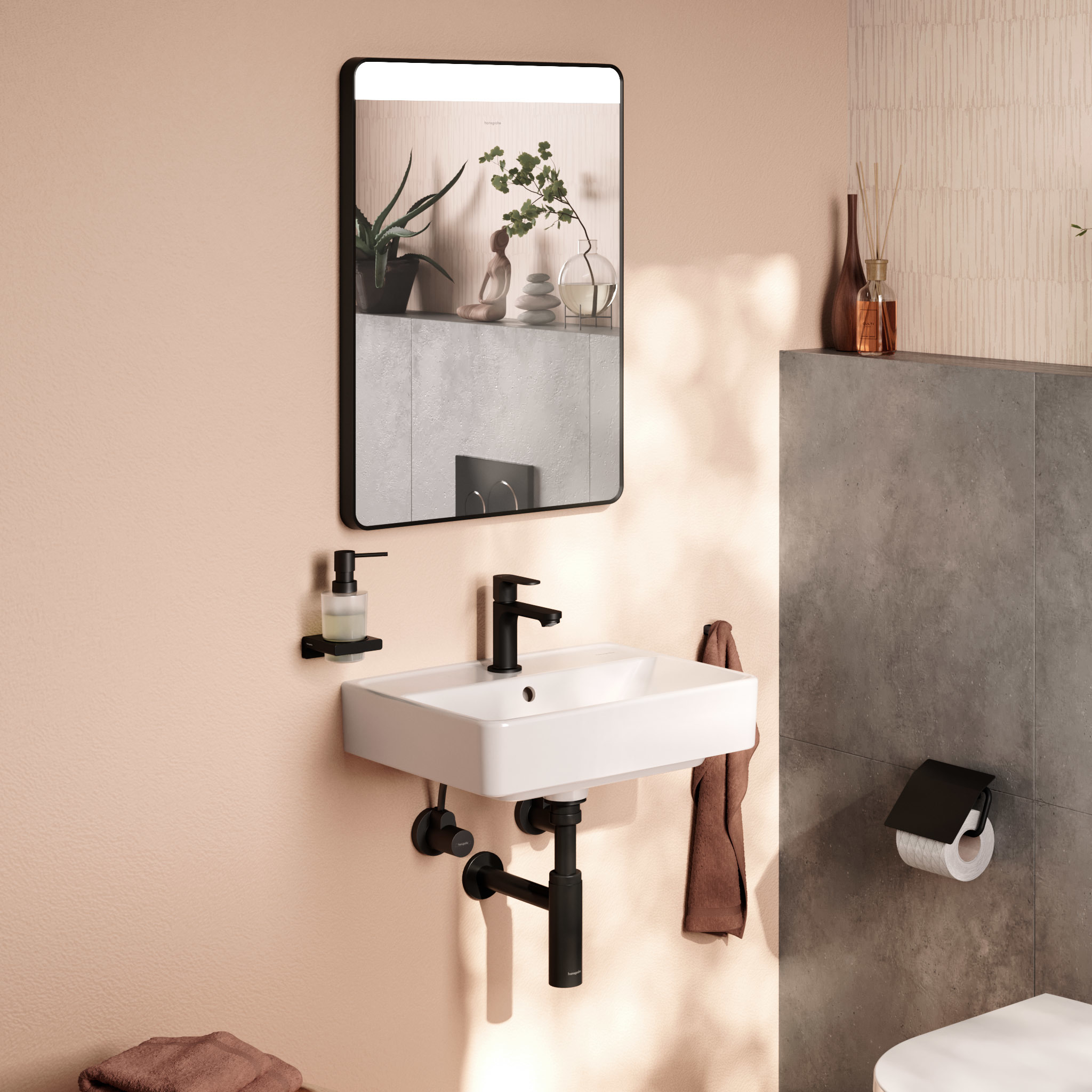 Hansgrohe Xarita Lite Q lustro 50x70 cm prostokątne z oświetleniem czarny mat 54969670