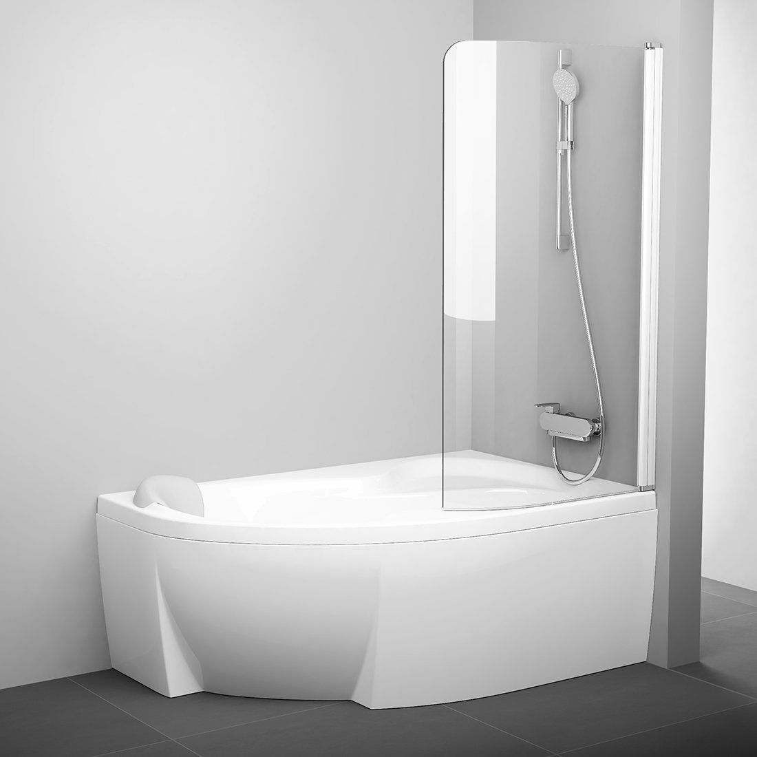 Ravak Rosa CVSK1 140/150 L parawan nawannowy 1-częściowy prawy biały/przezroczyste 7QRM0100Y1 - Wysyłka w 24h