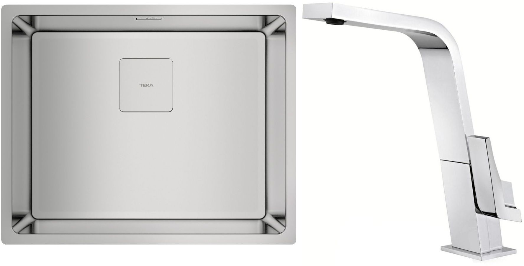 Zestaw Teka Flexlinea RS15 50.40 zlewozmywak stalowy 54x44 cm stal polerowana z baterią chrom (115000012, 339150200)