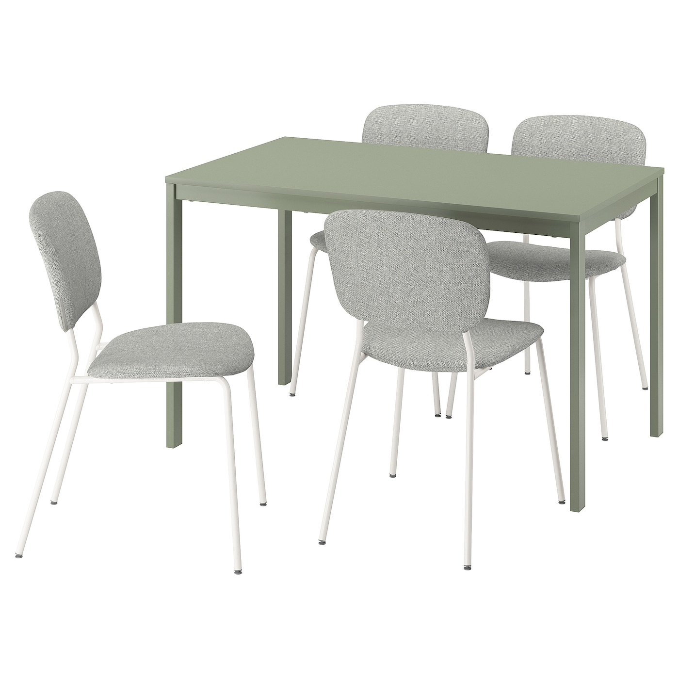IKEA VIHALS / VIHALS stół i 4 krzesła, zielony/biały Tibbleby beżowoszary, 120/180x74 cm