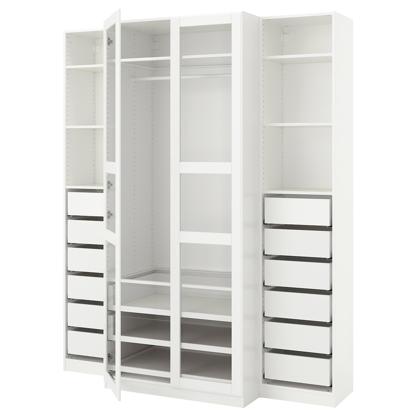 IKEA PAX / TYSSEDAL szafa, biały/biały szkło, 200x60x236 cm