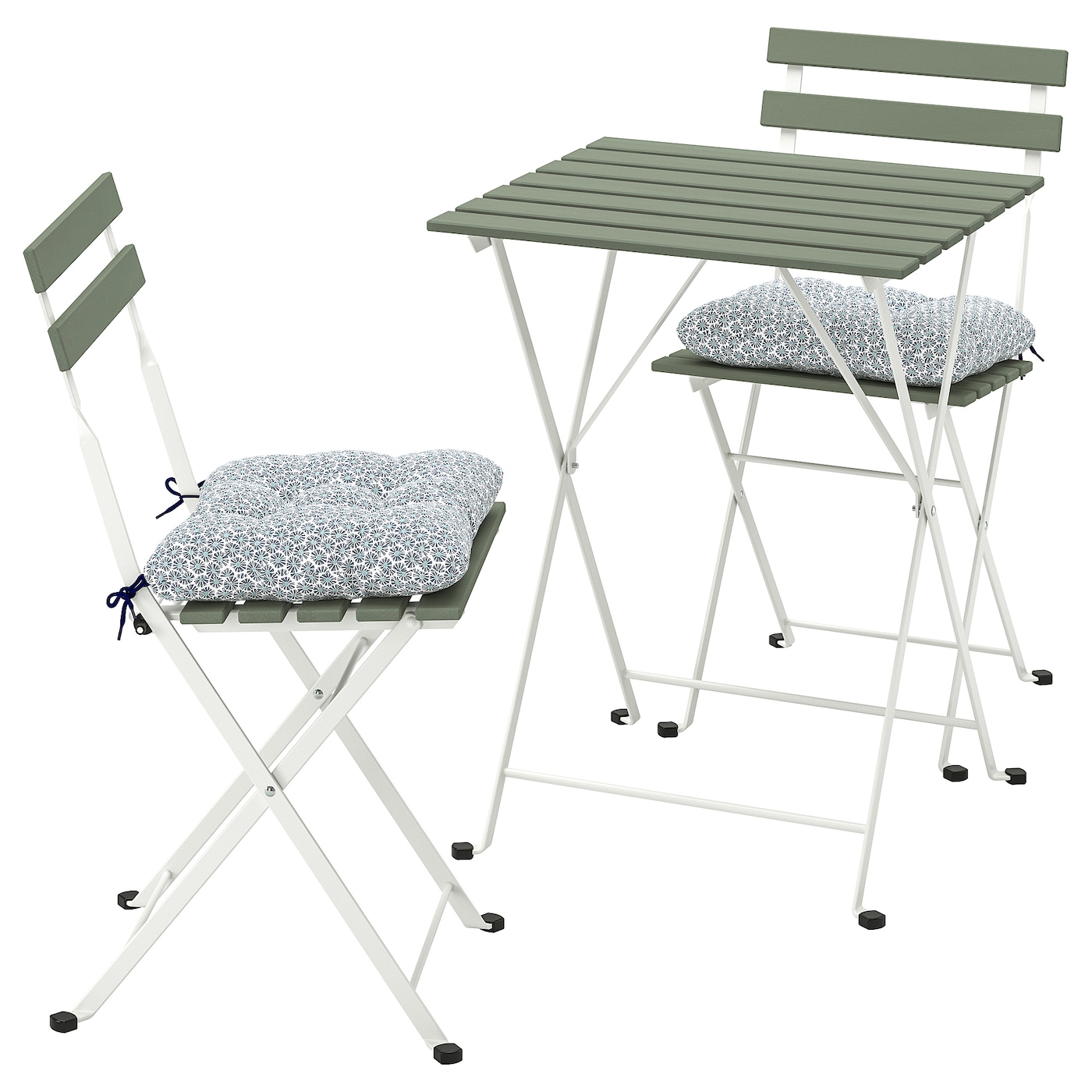 IKEA TÄRNÖ stół+2 krzesła, na zewnątrz, Tärnö biały/zielony/Klösan niebieski, Długość stołu: 55 cm
