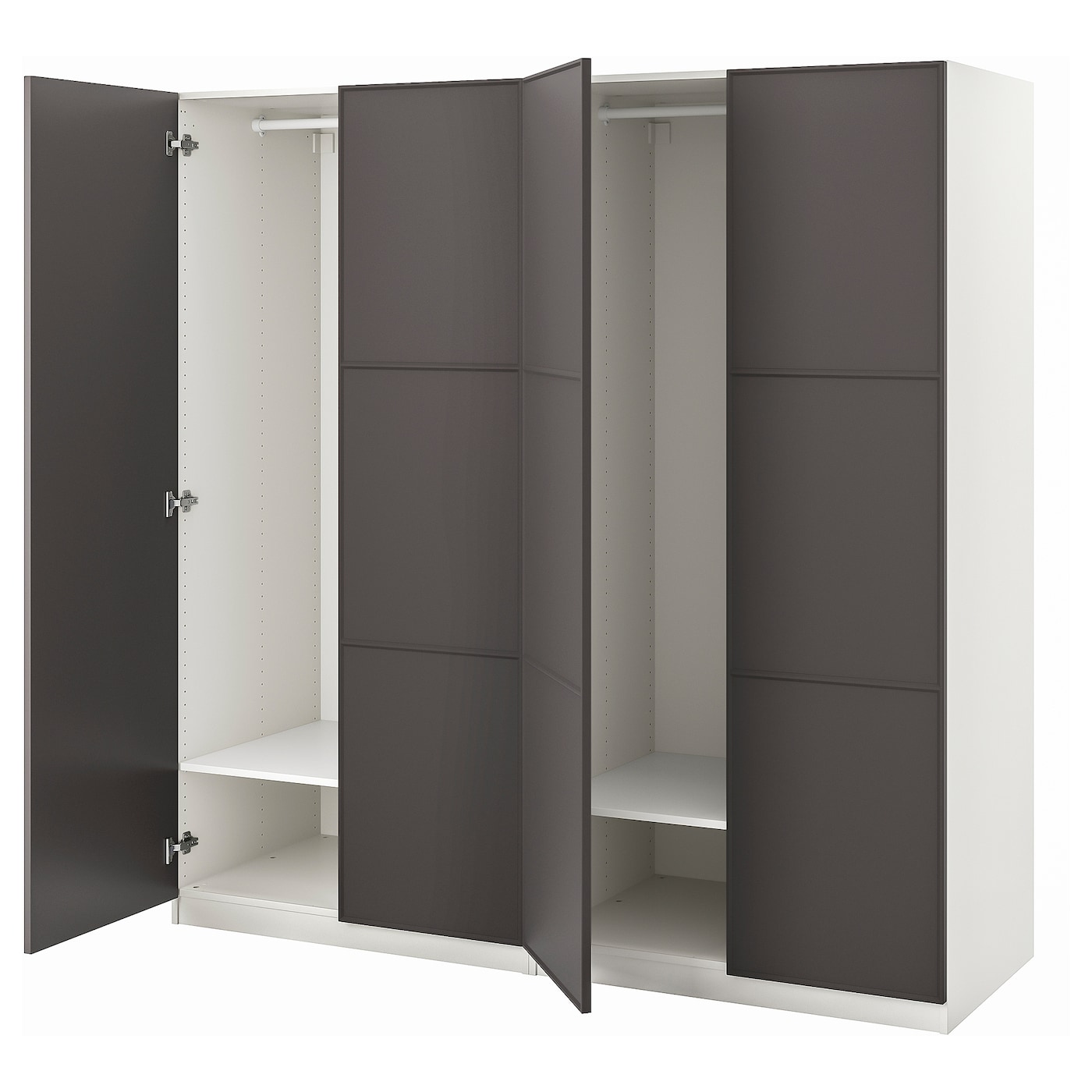 IKEA PAX / MERÅKER szafa, biały/ciemnoszary, 200x60x201 cm