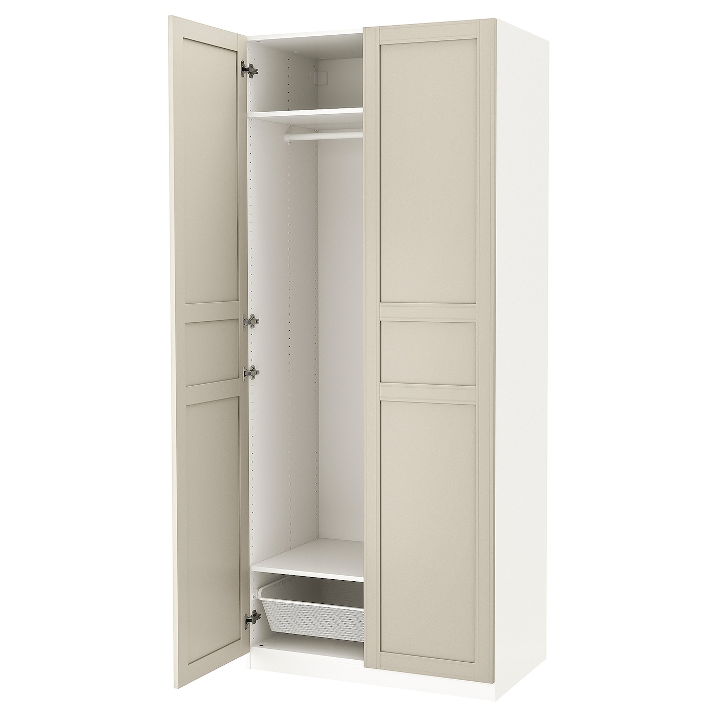 IKEA PAX / FLISBERGET szafa, biały/jasnobeżowy, 100x60x236 cm