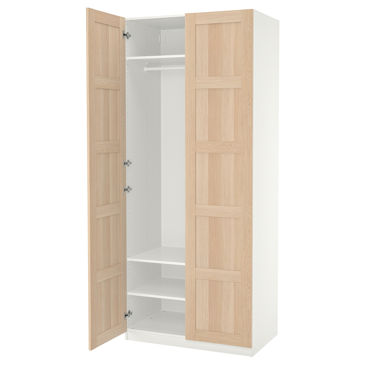 IKEA PAX / BERGSBO szafa, biały/imitacja dębu bejcowanego na biało, 100x60x236 cm