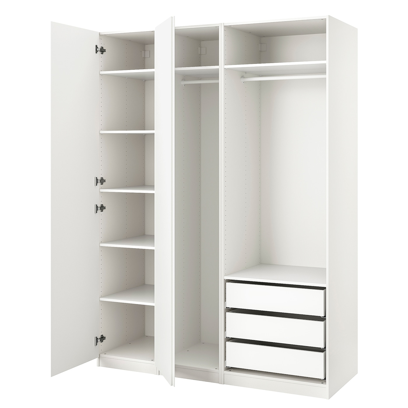 IKEA PAX / VIKANES szafa, biały/biały, 175x60x236 cm