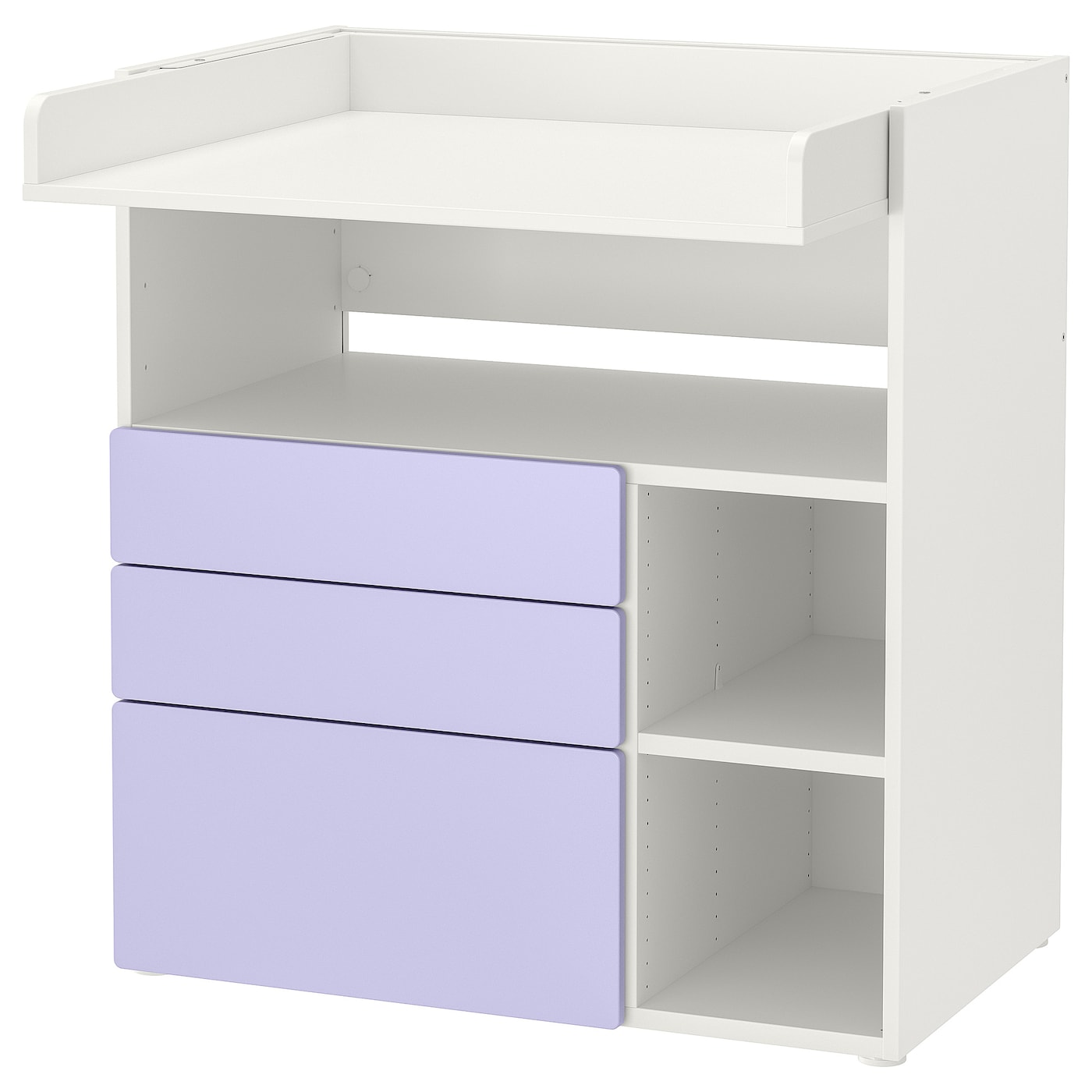 IKEA SMÅSTAD stół do przewijania, biały liliowy/z 3 szufladami, 90x79x100 cm