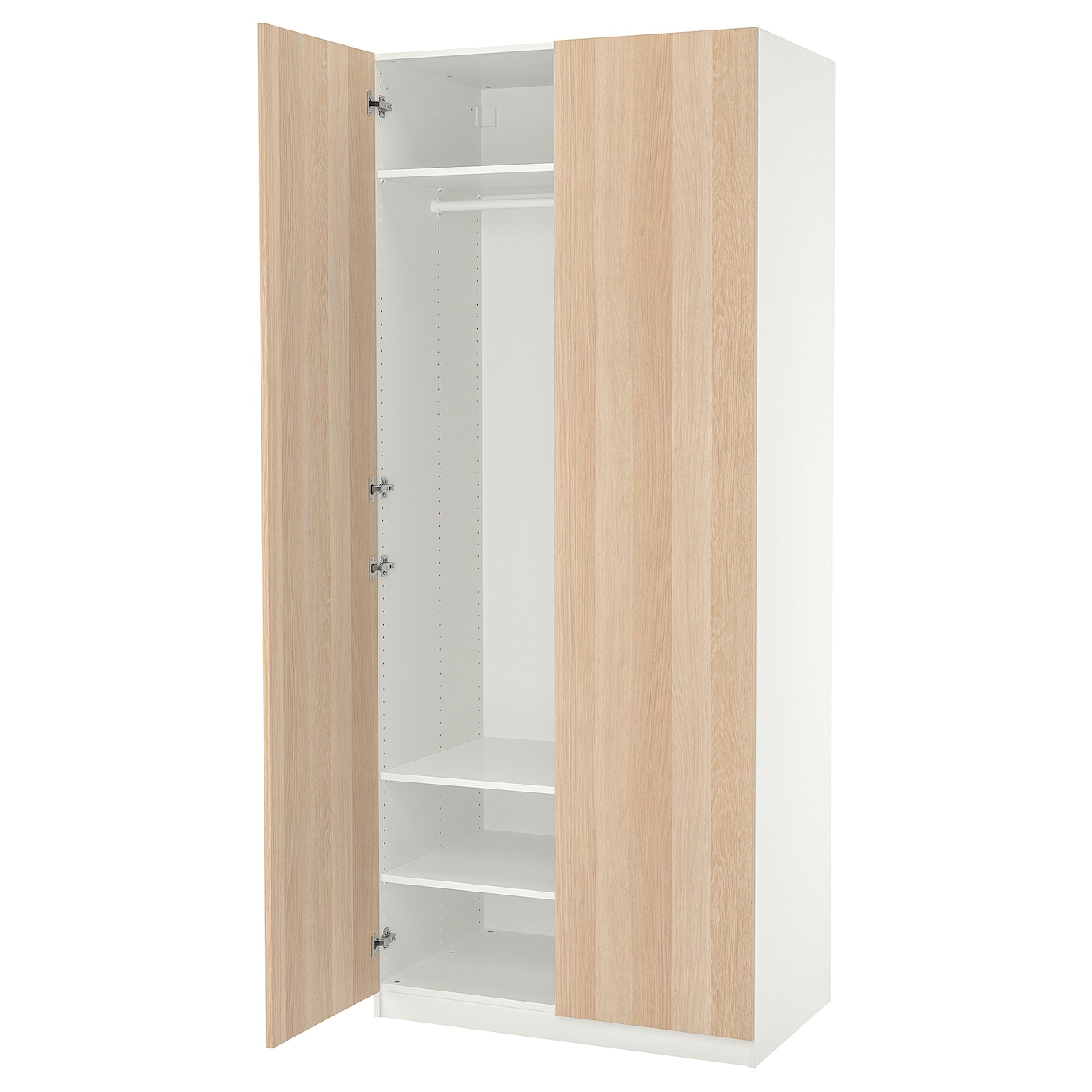 IKEA PAX / FORSAND szafa, biały/imitacja dębu bejcowanego na biało, 100x60x236 cm