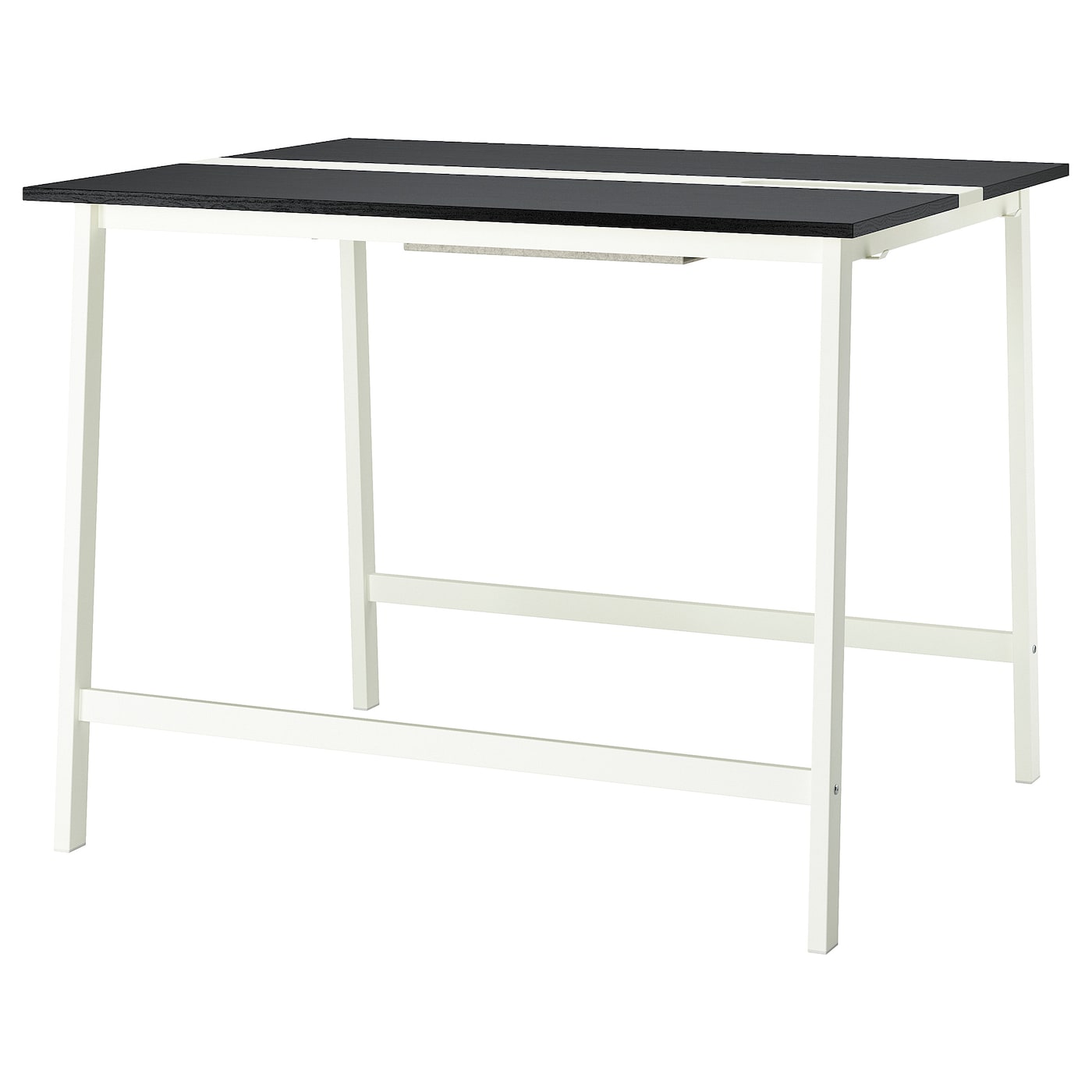 IKEA MITTZON stół konferencyjny, okl jesionowa bejcowana na czarno/biały, 140x108x105 cm
