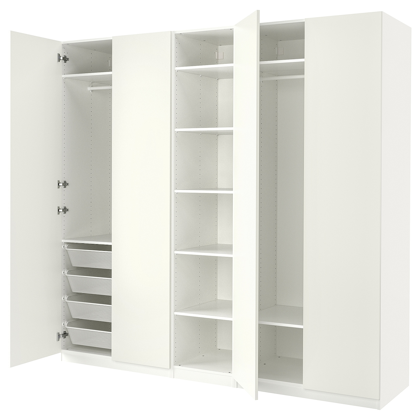IKEA PAX / FORSAND szafa, biały/biały, 250x60x236 cm