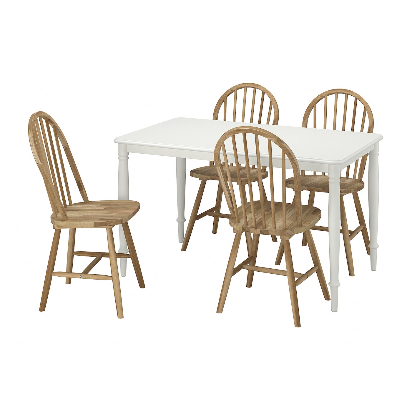 IKEA DANDERYD / SKOGSTA stół i 4 krzesła, biały/akacja, 130 cm