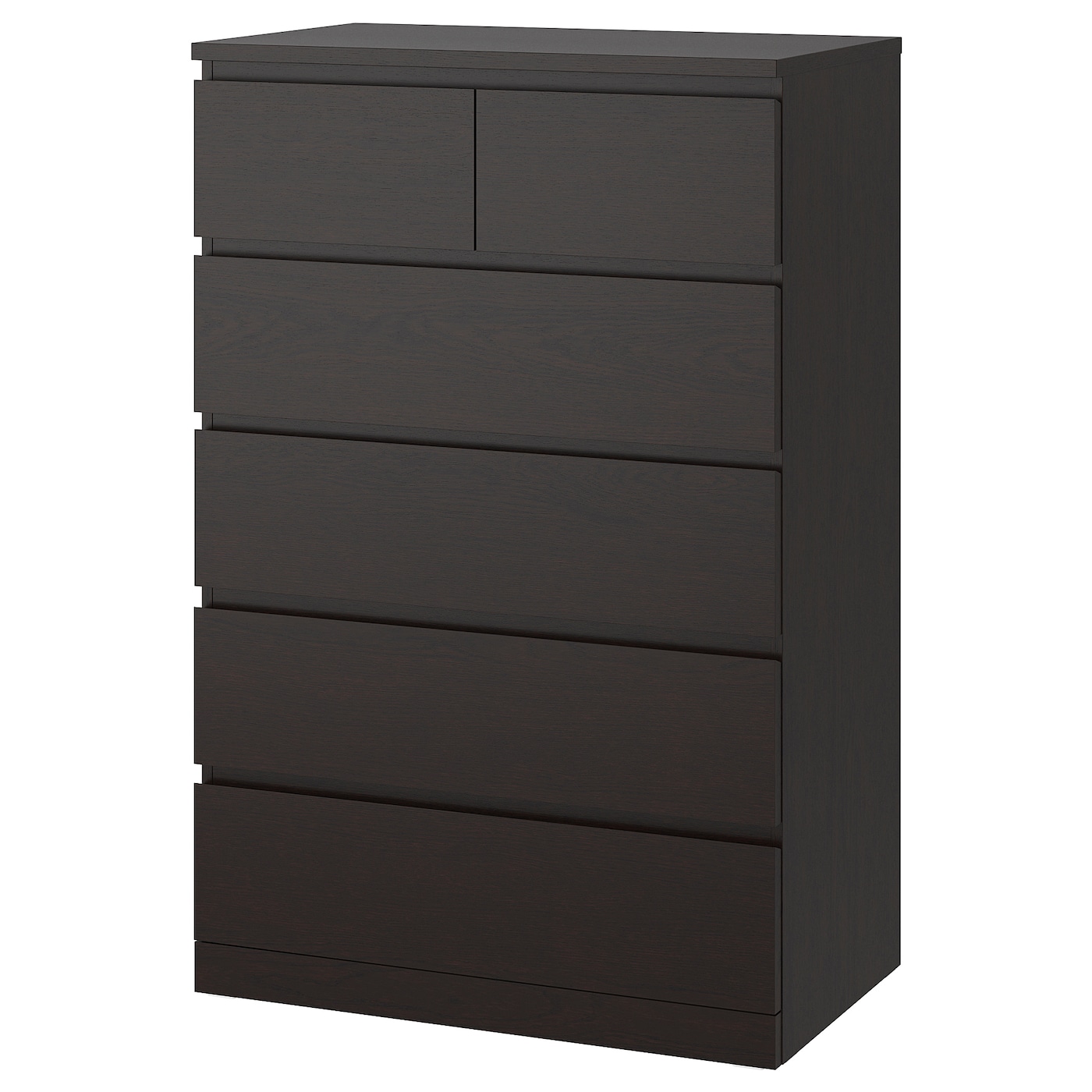 IKEA MALM komoda, 6 szuflad, czarnobrąz, 80x123 cm