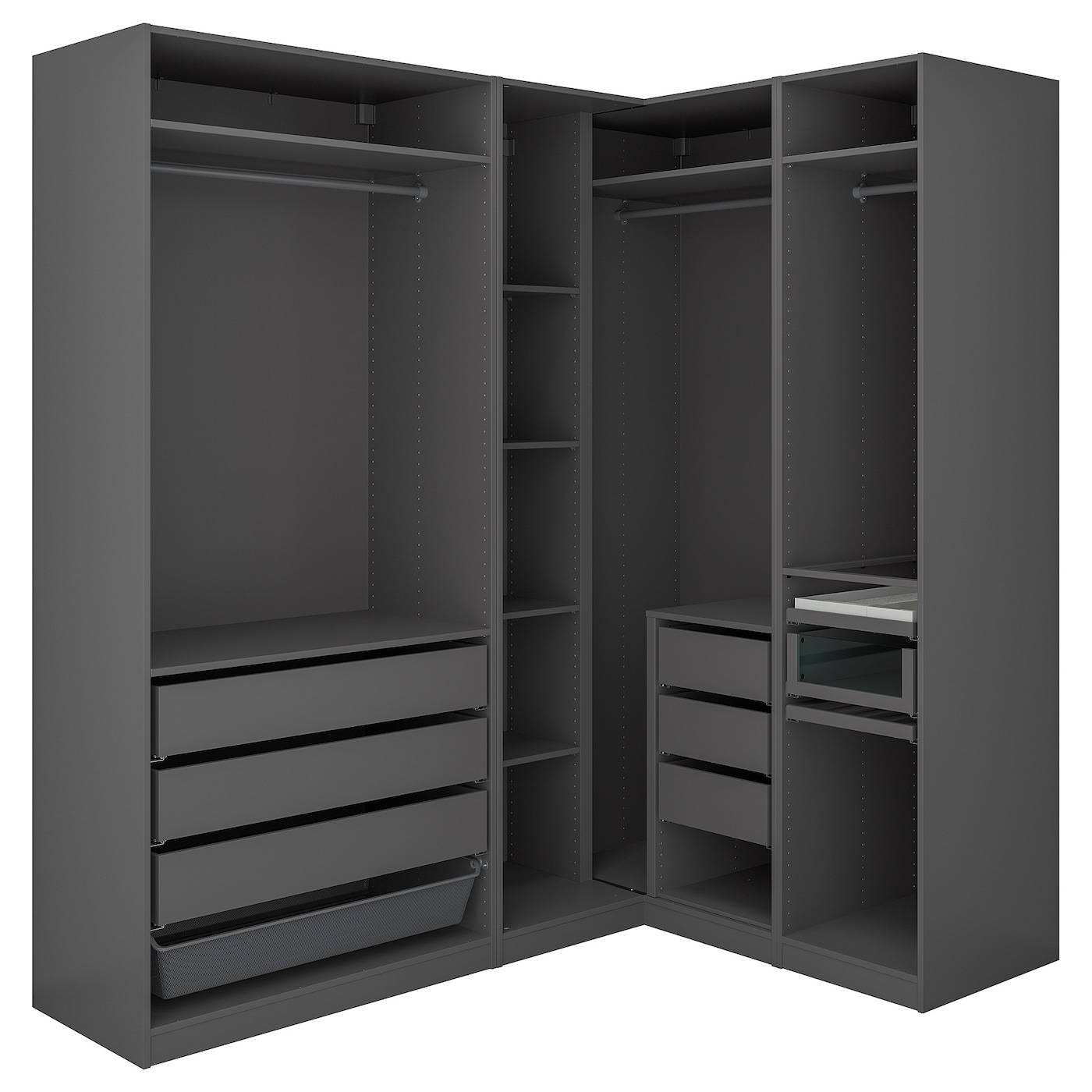 IKEA PAX szafa narożna, ciemnoszary, 211/161x236 cm