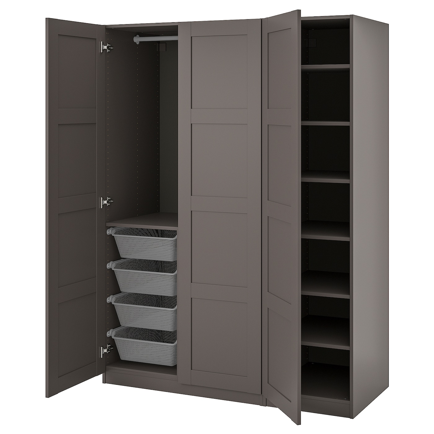 IKEA PAX / BERGSBO szafa, ciemnoszary/ciemnoszary, 150x60x201 cm