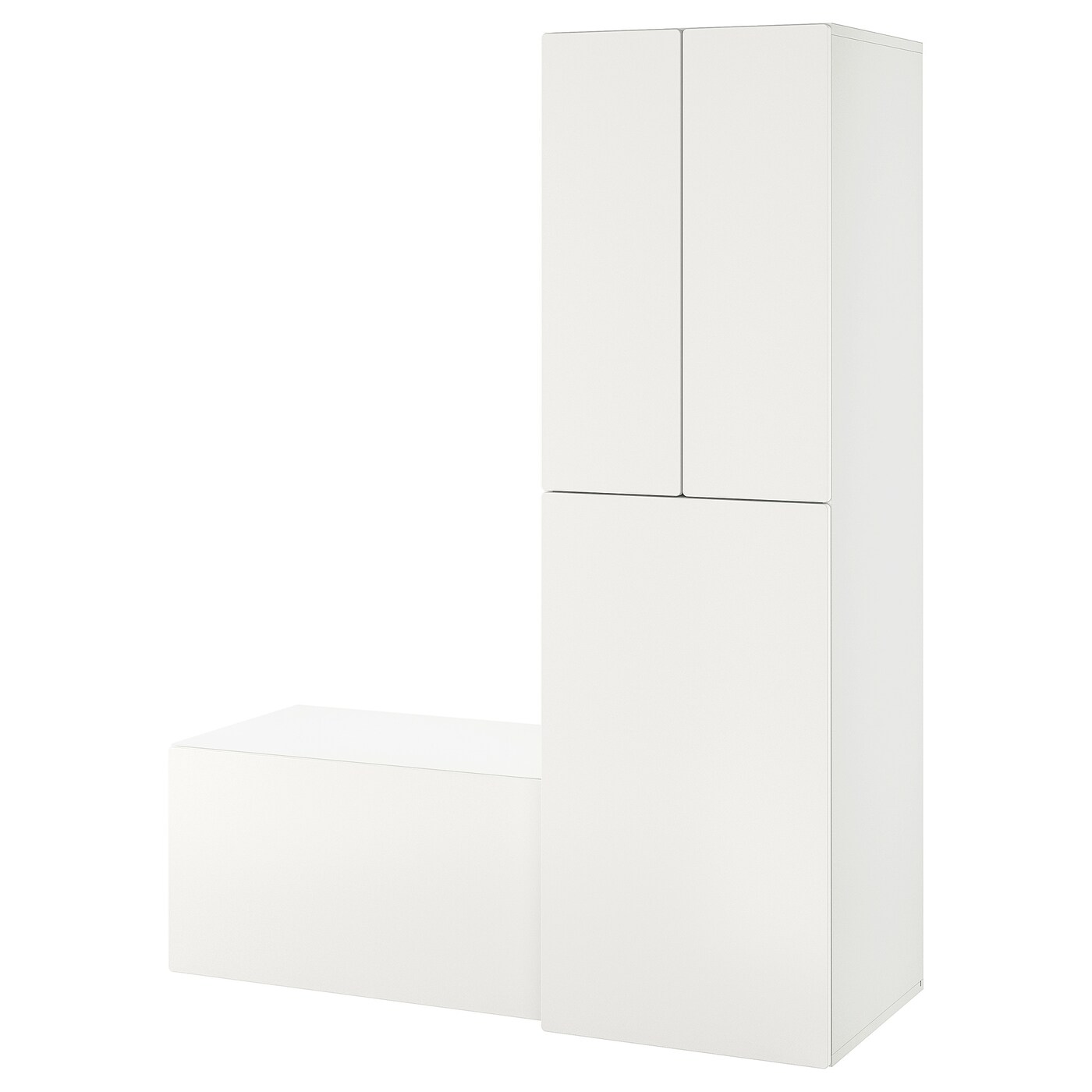 IKEA SMÅSTAD szafa z elementem wysuwanym, biały biały/z ławą ze schowkiem, 150x57x196 cm