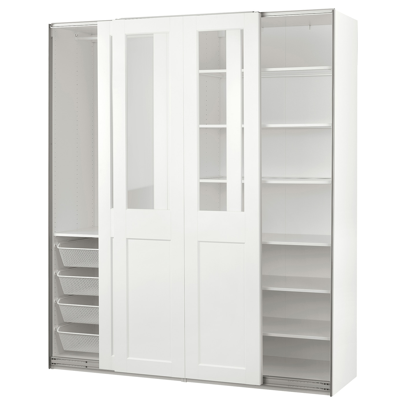IKEA PAX / GRIMO szafa z przesuwanymi drzwiami, biały/szkło bezbarwne biały, 200x66x236 cm