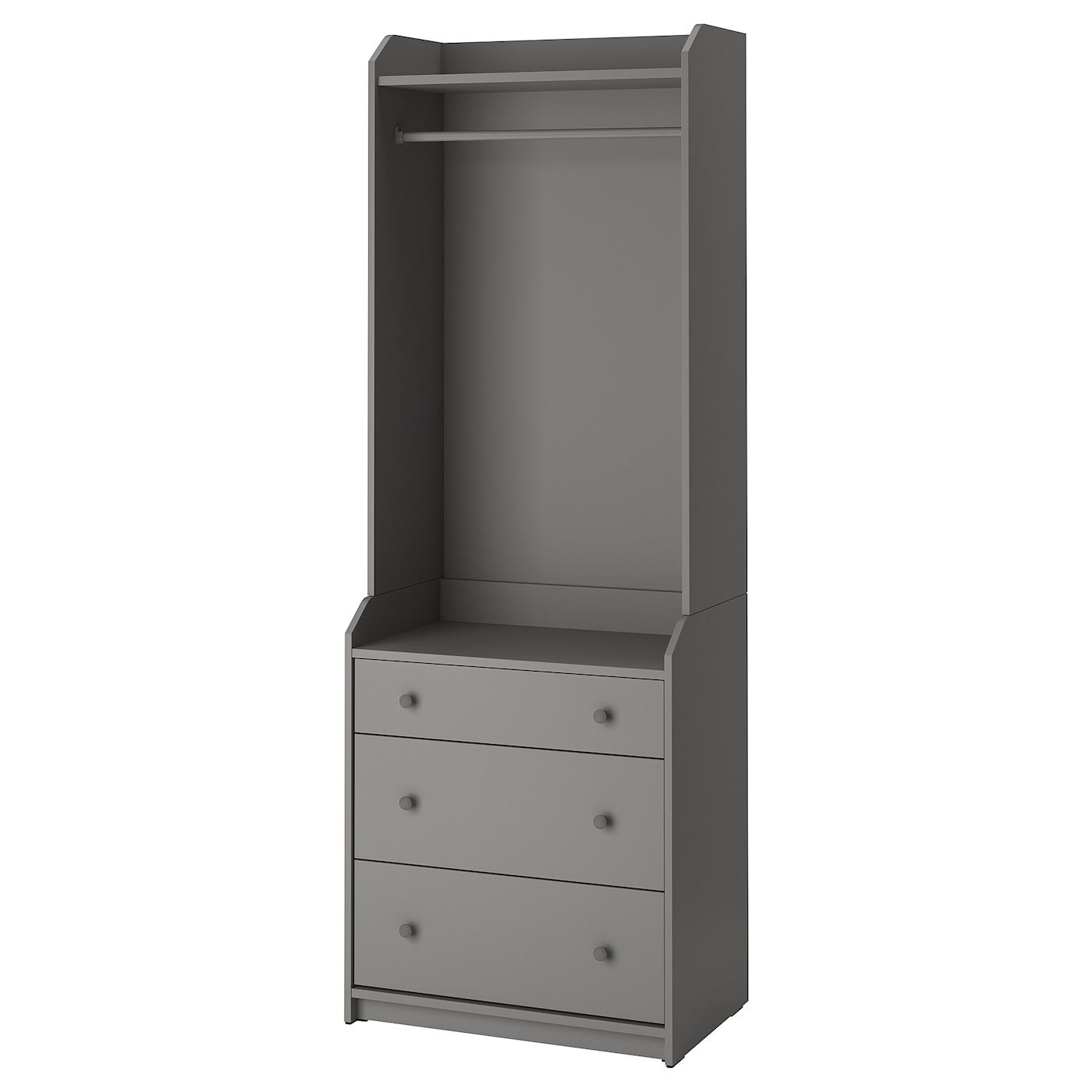 IKEA HAUGA szafa otwarta 3 szuflady, szary, 70x199 cm