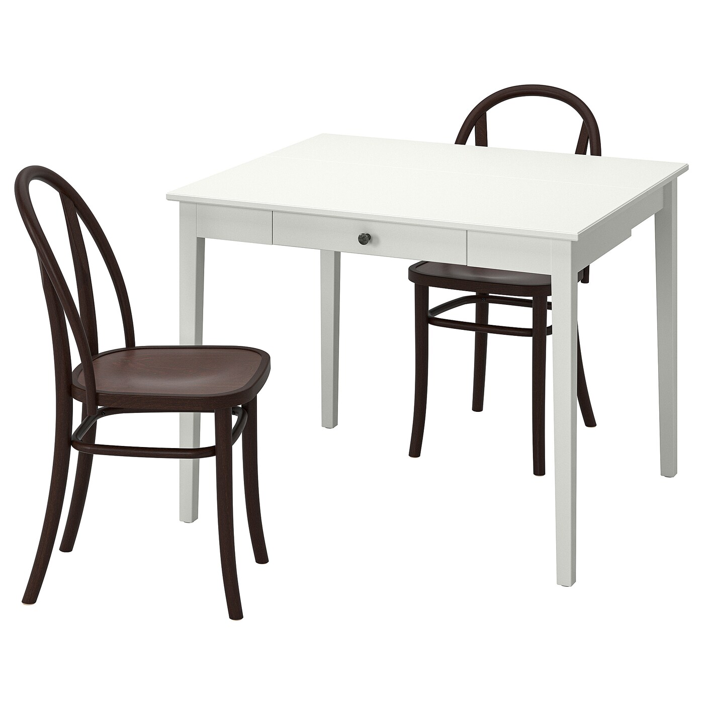 IKEA IDANÄS / SKOGSBO stół i 2 krzesła, biały/ciemnobrązowy, 51/86x96 cm