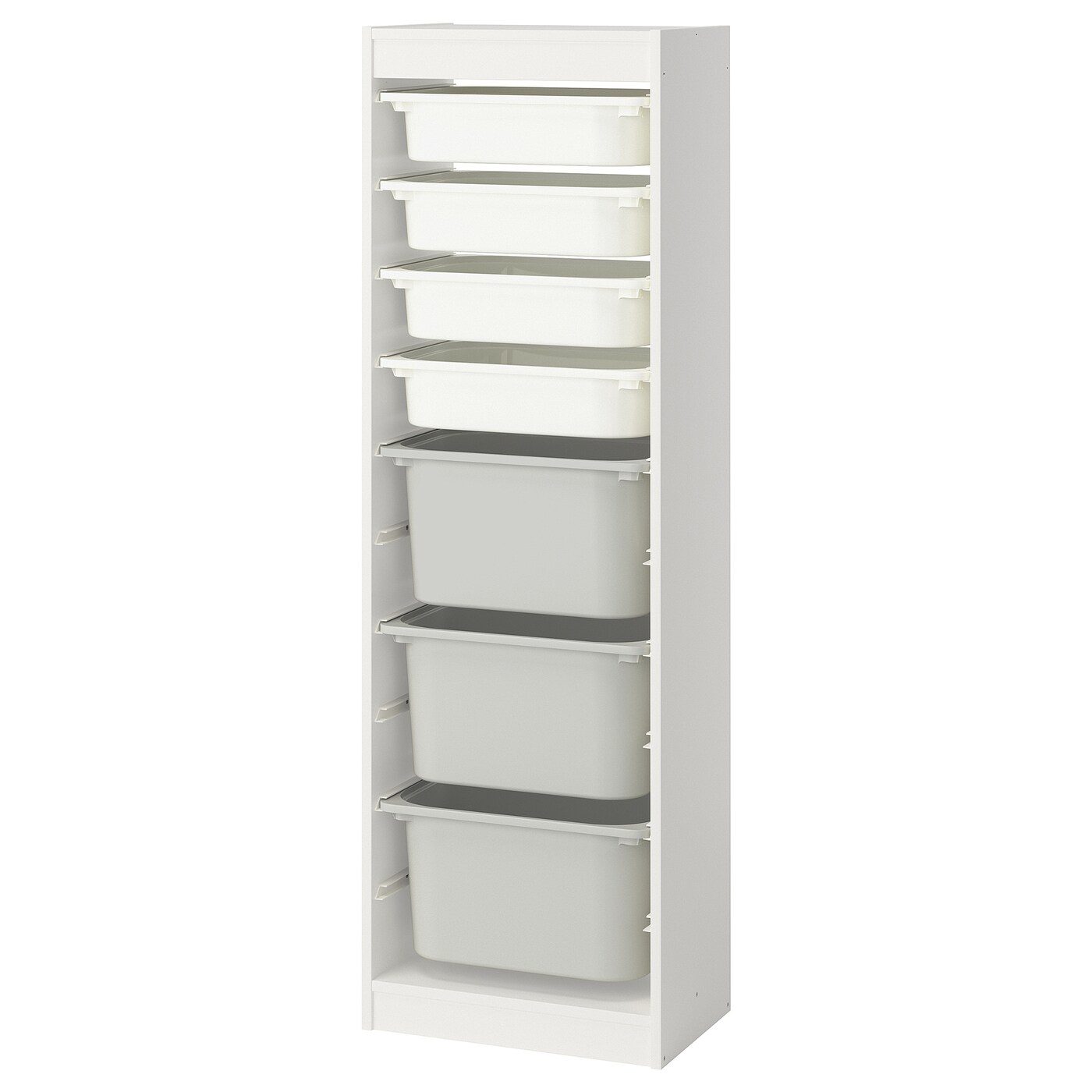 IKEA TROFAST regał z pojemnikami, biały biały/szary, 46x30x145 cm