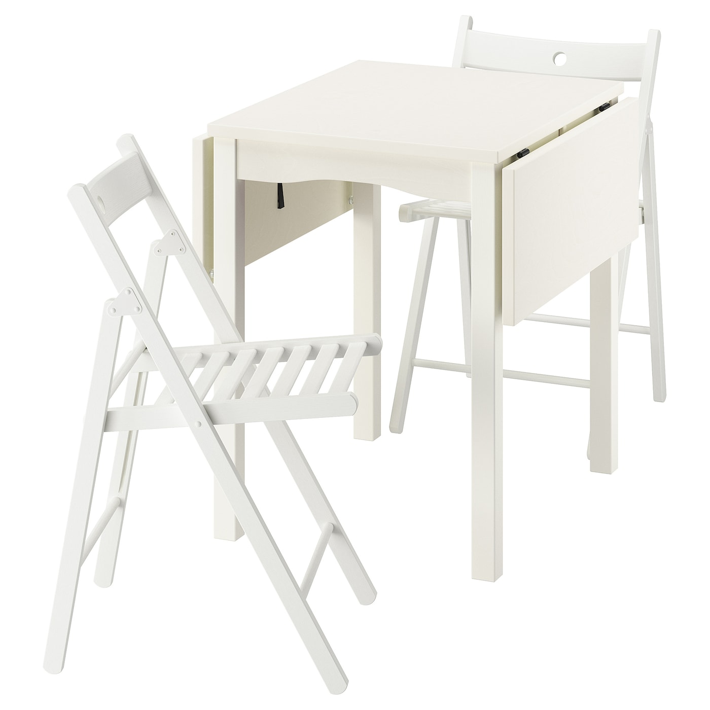 IKEA HAUGA / FRÖSVI stół i 2 składane krzesła, biały/biały, 55/82/109x74 cm