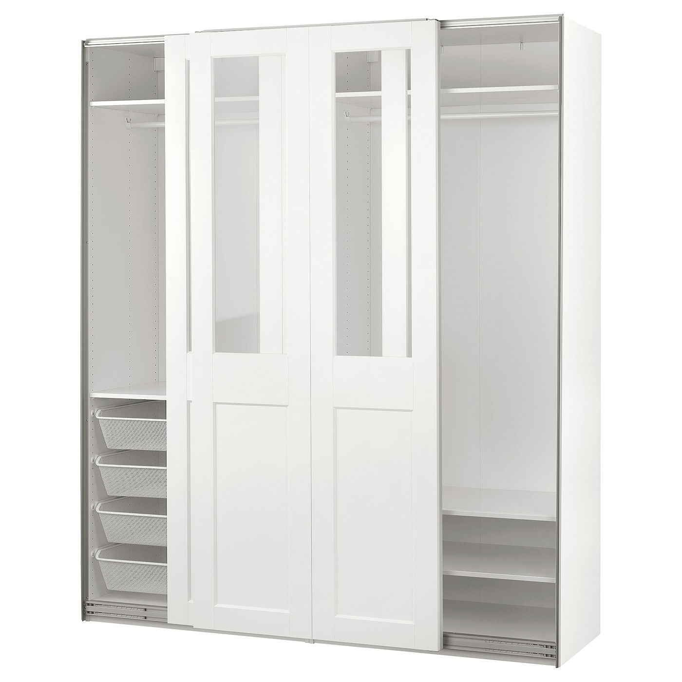 IKEA PAX / GRIMO szafa z przesuwanymi drzwiami, biały/szkło bezbarwne biały, 200x66x236 cm