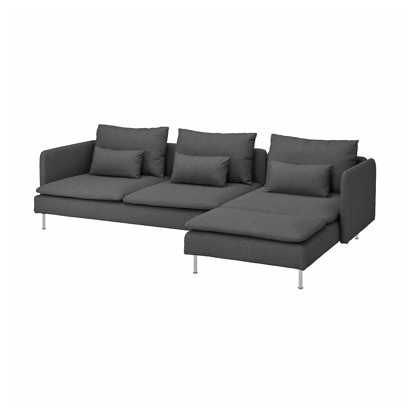 IKEA SÖDERHAMN sofa 4-osobowa z szezlongiem, Tallmyra średnioszary, Szerokość: 291 cm