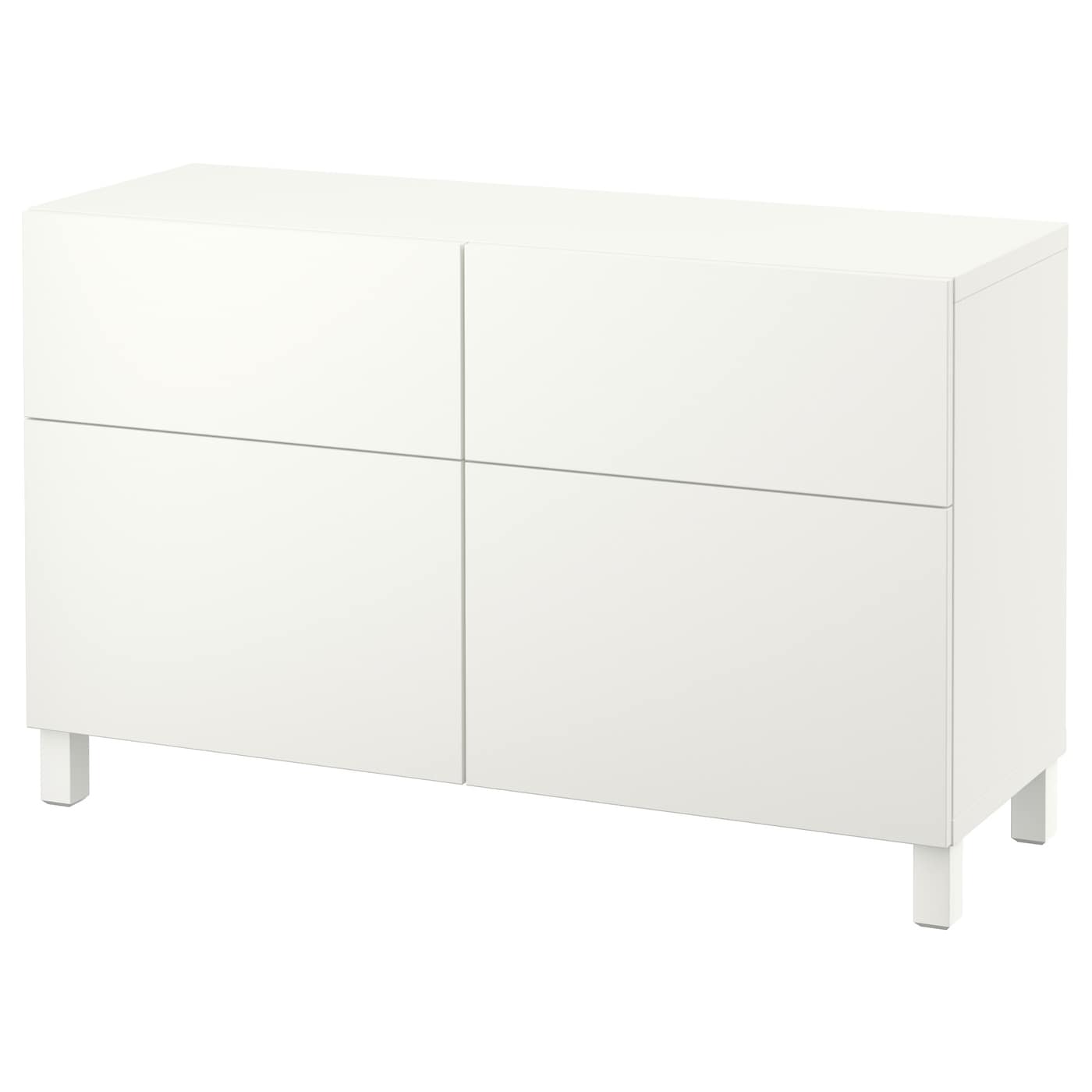 IKEA BESTÅ kombinacja regałowa z drzw/szuf, biały/Lappviken/Stubbarp biały, 120x42x74 cm